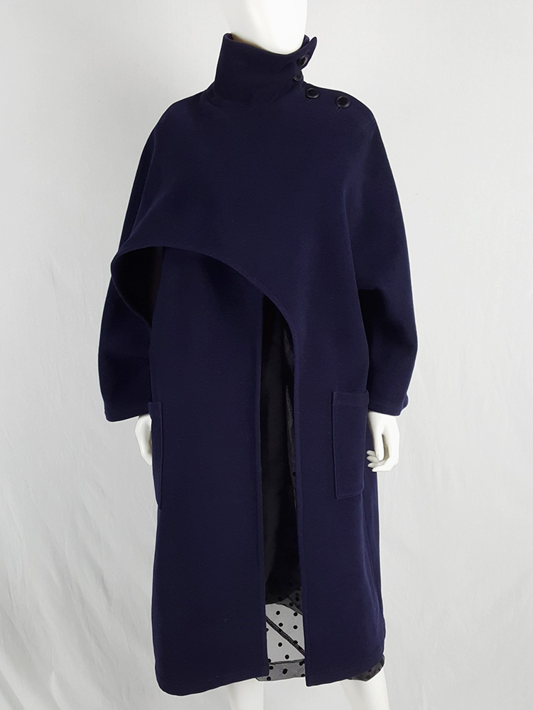 Yohji Yamamoto dark blue oversized sculptural coat — 1980s