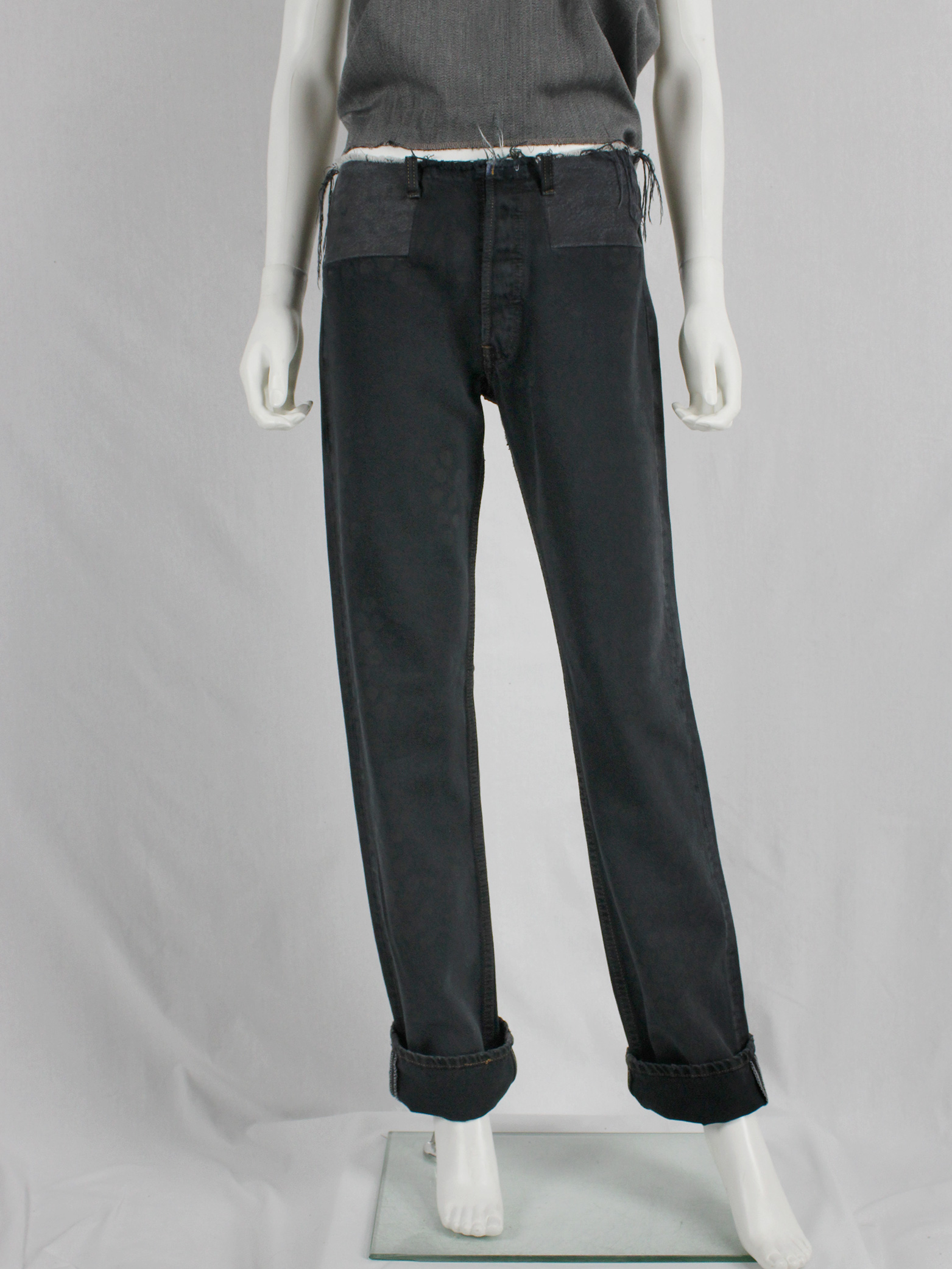 Maison Martin Margiela artisanal denim trousers with cut-off Maison Martin Margiela artisanal denim trousers with cut-off