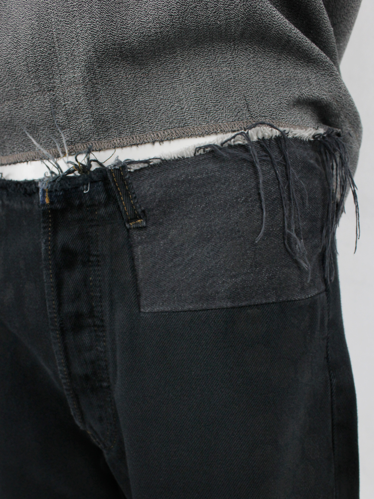 Maison Martin Margiela artisanal denim trousers with cut-off Maison Martin Margiela artisanal denim trousers with cut-off