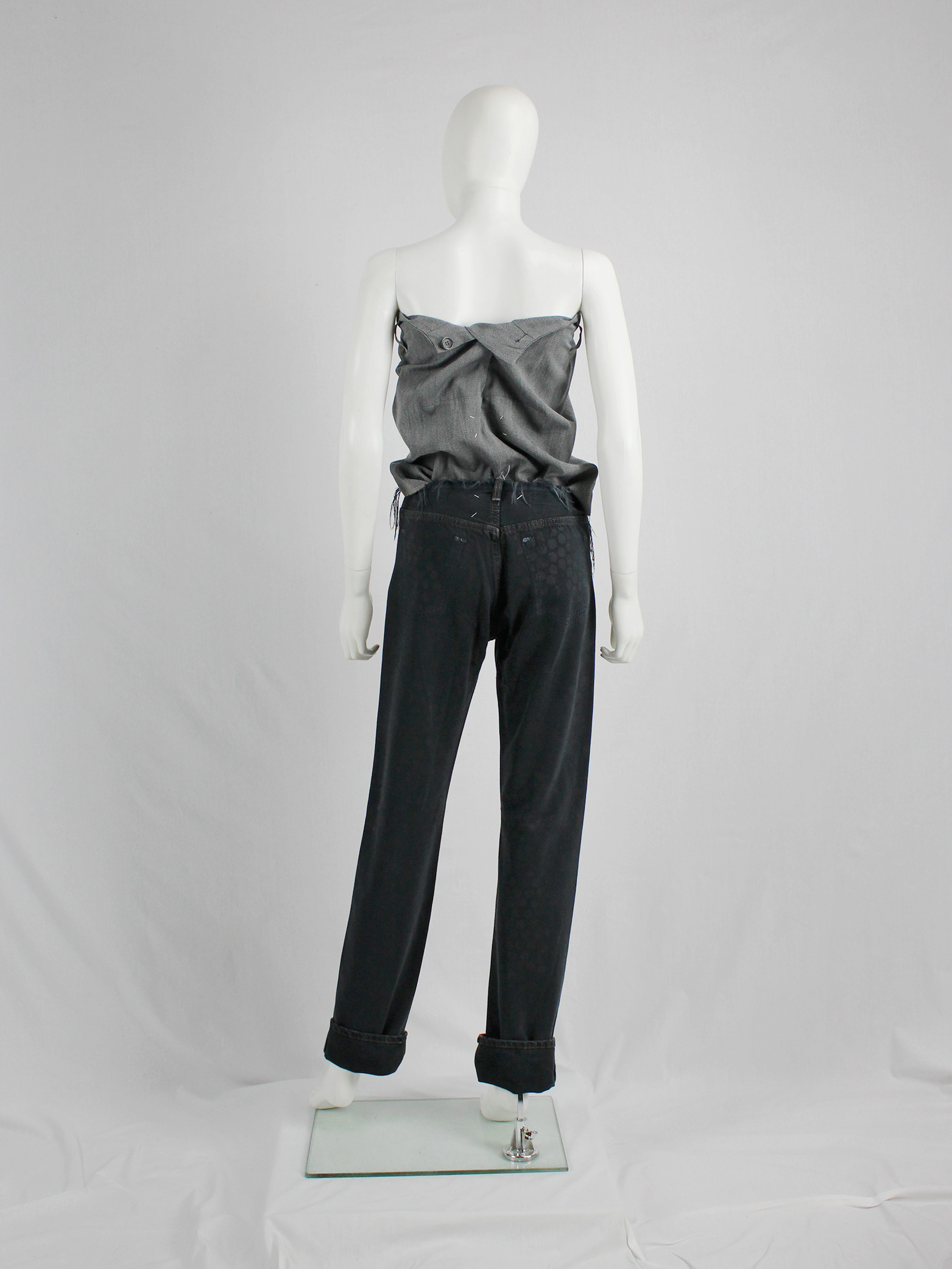Maison Martin Margiela artisanal denim trousers with cut-off waist 