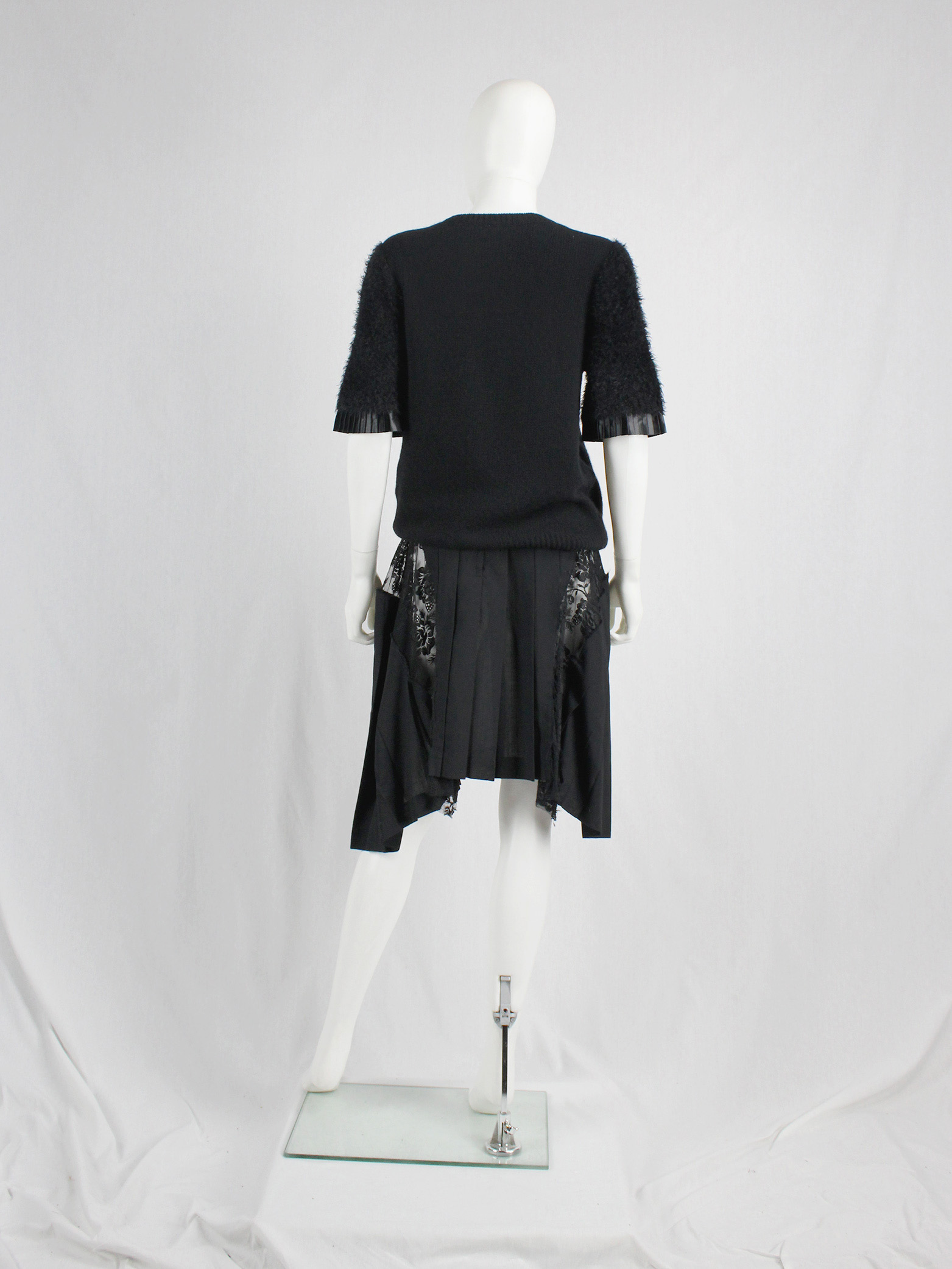 Noir Kei Ninomiya black knit top with fluffy sleeves and