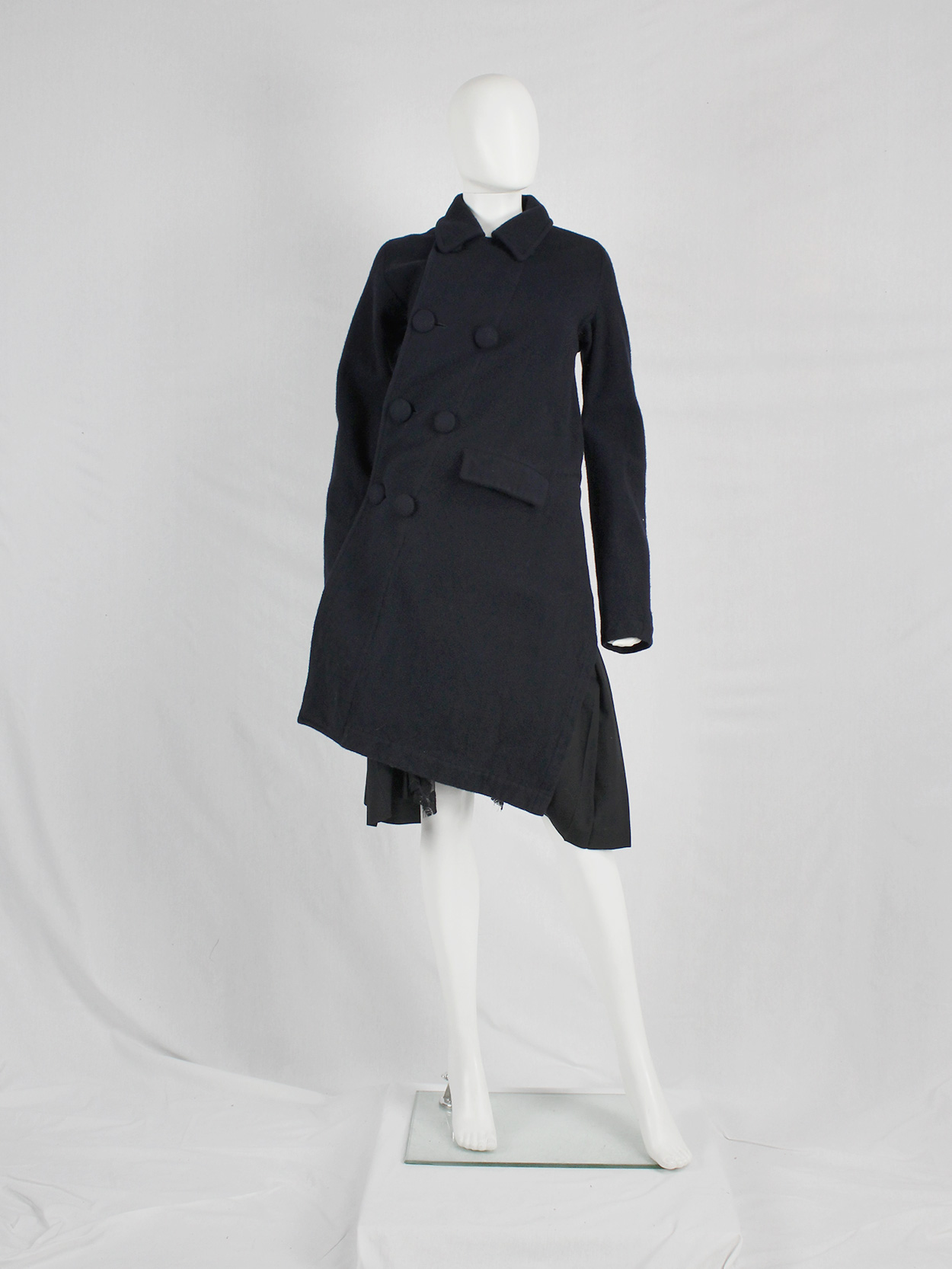 Comme des Garçons Comme blue coat twisting around the body — AD 