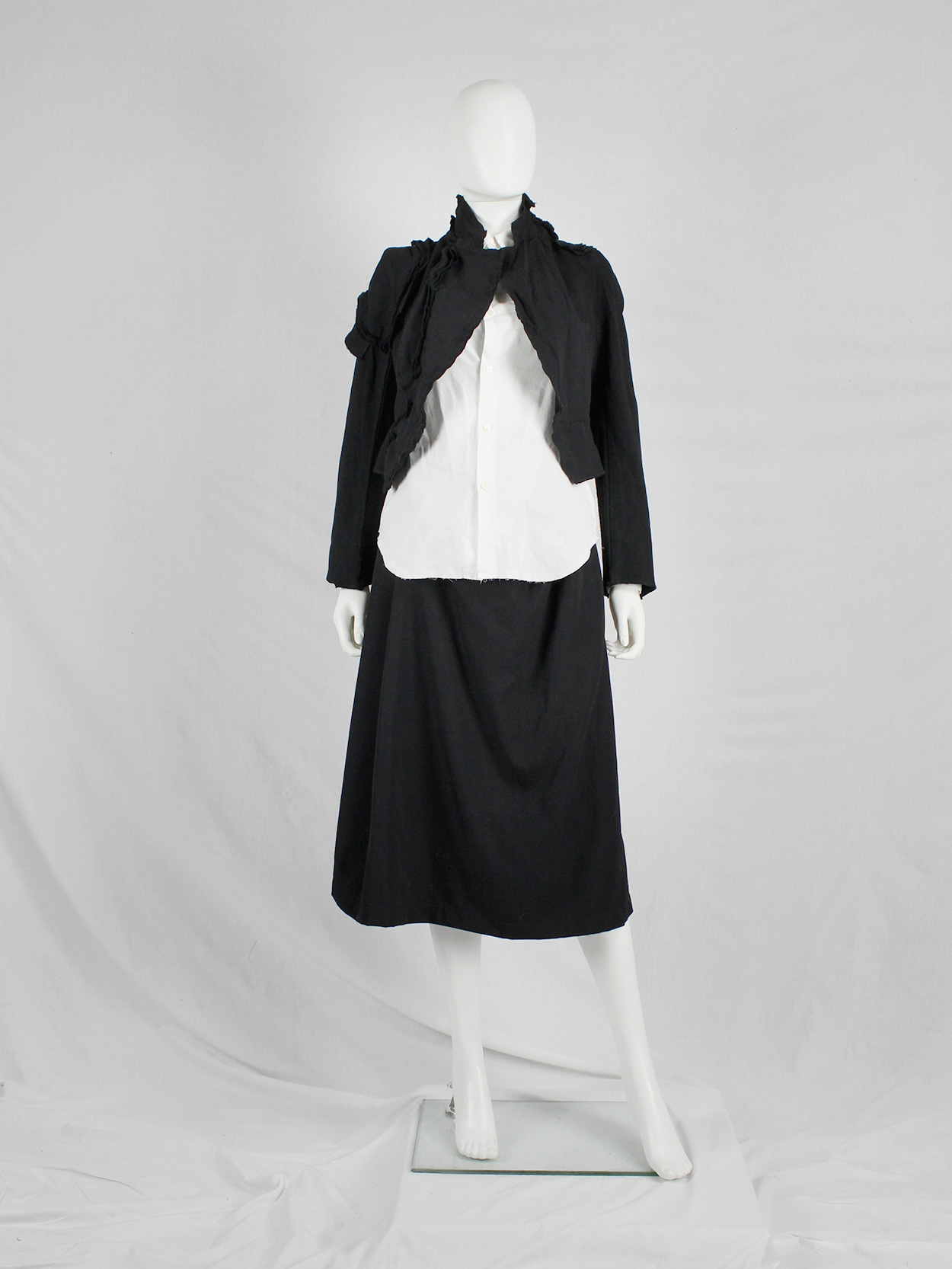 Comme des Garçons black cutaway blazer with triple layered Comme des Garçons black cutaway blazer with triple layered