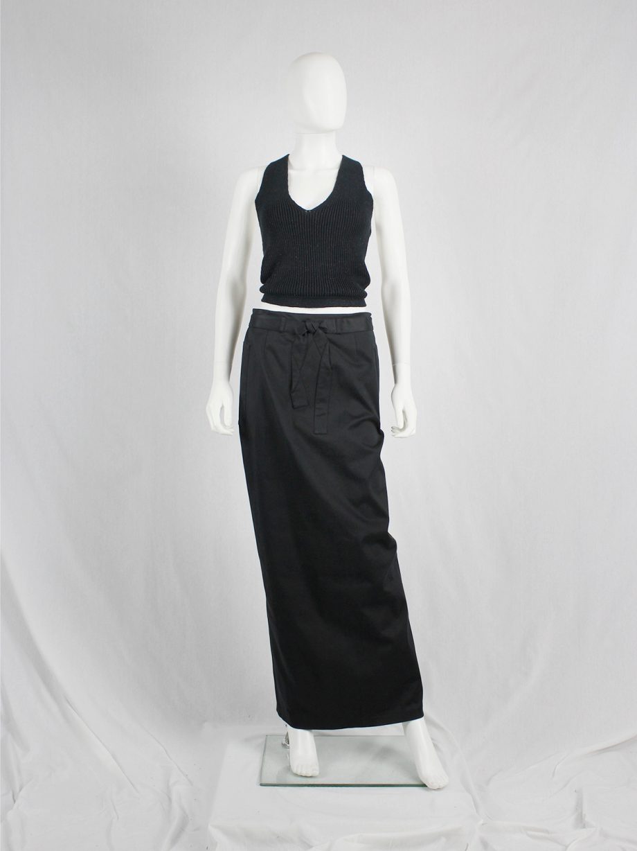 Maison Martin Margiela black knit backless top with crossed straps