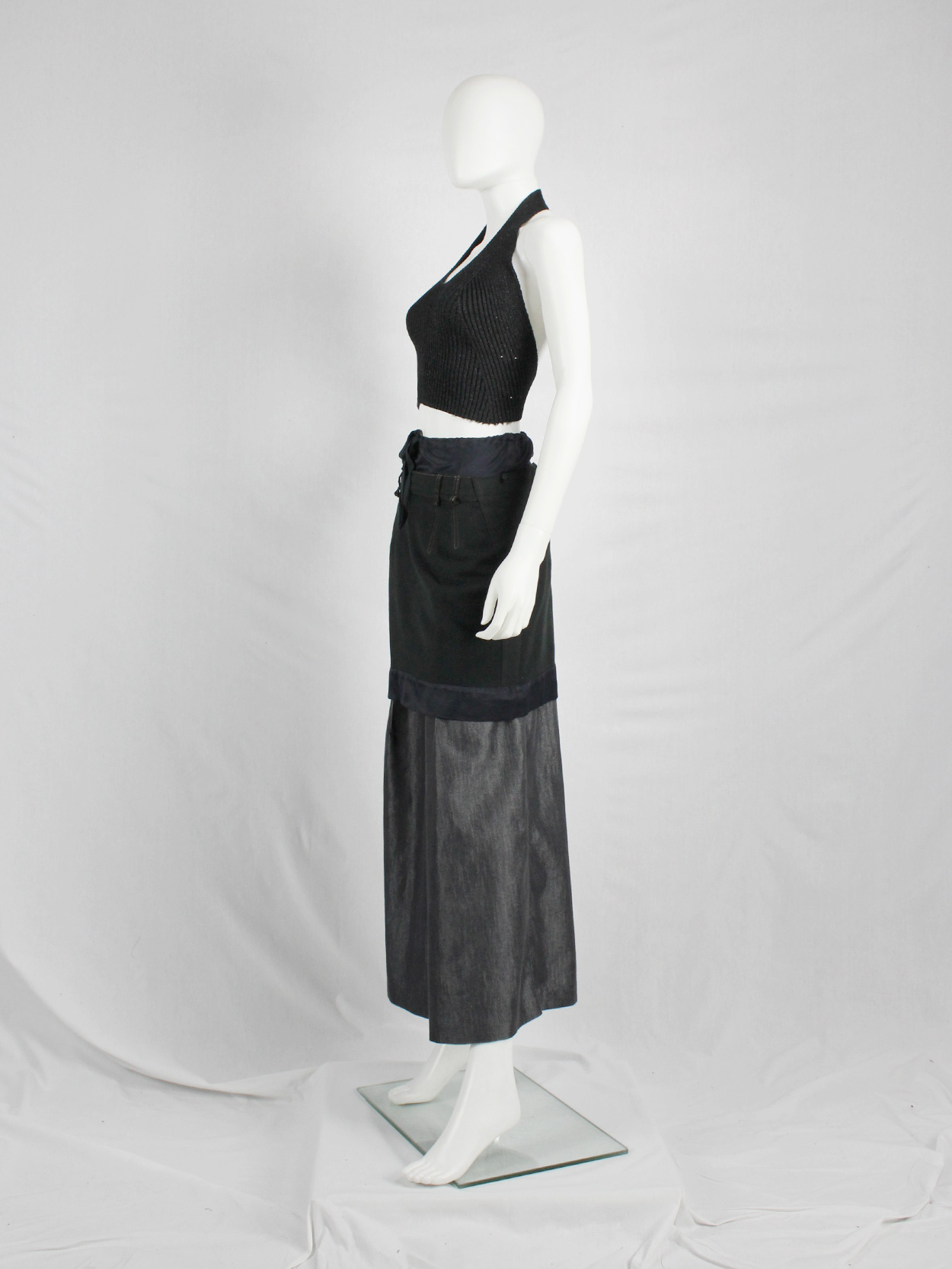 Maison Martin Margiela black crop top with open back — fall