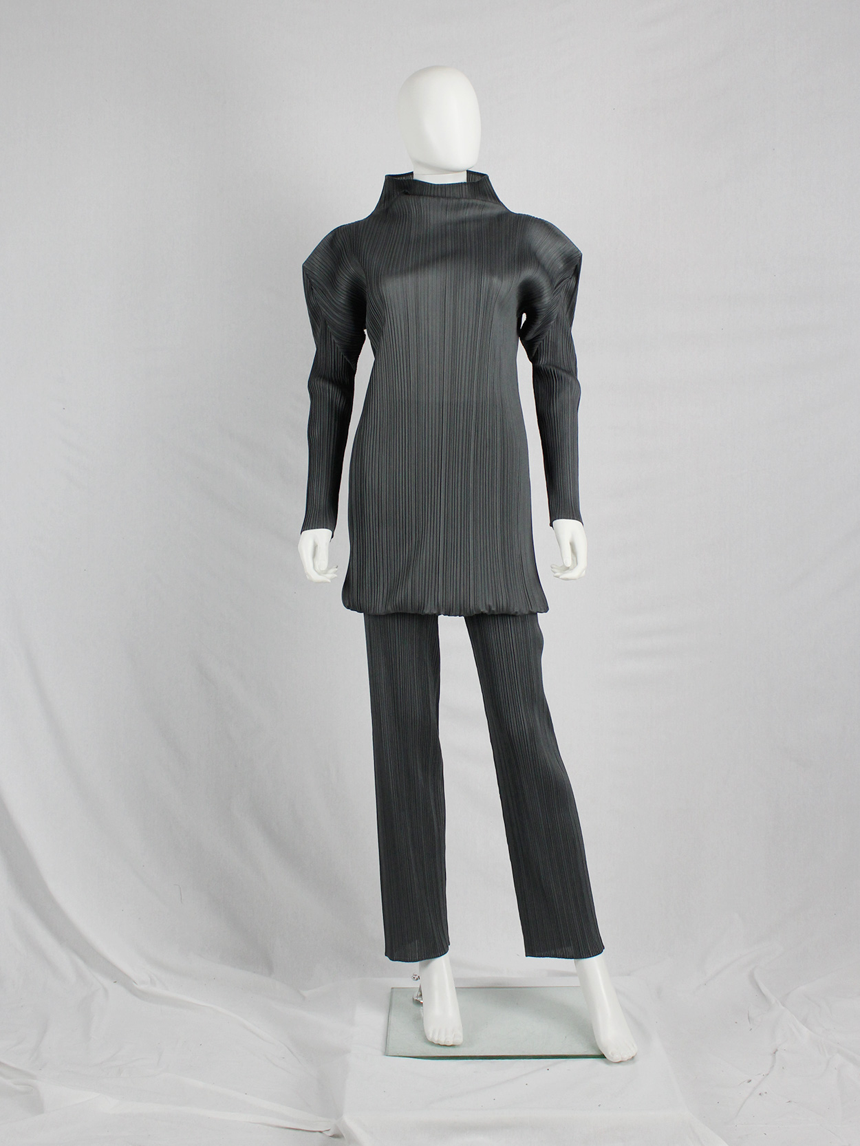Issey Miyake Pleats Please grey trousers with fine pleats