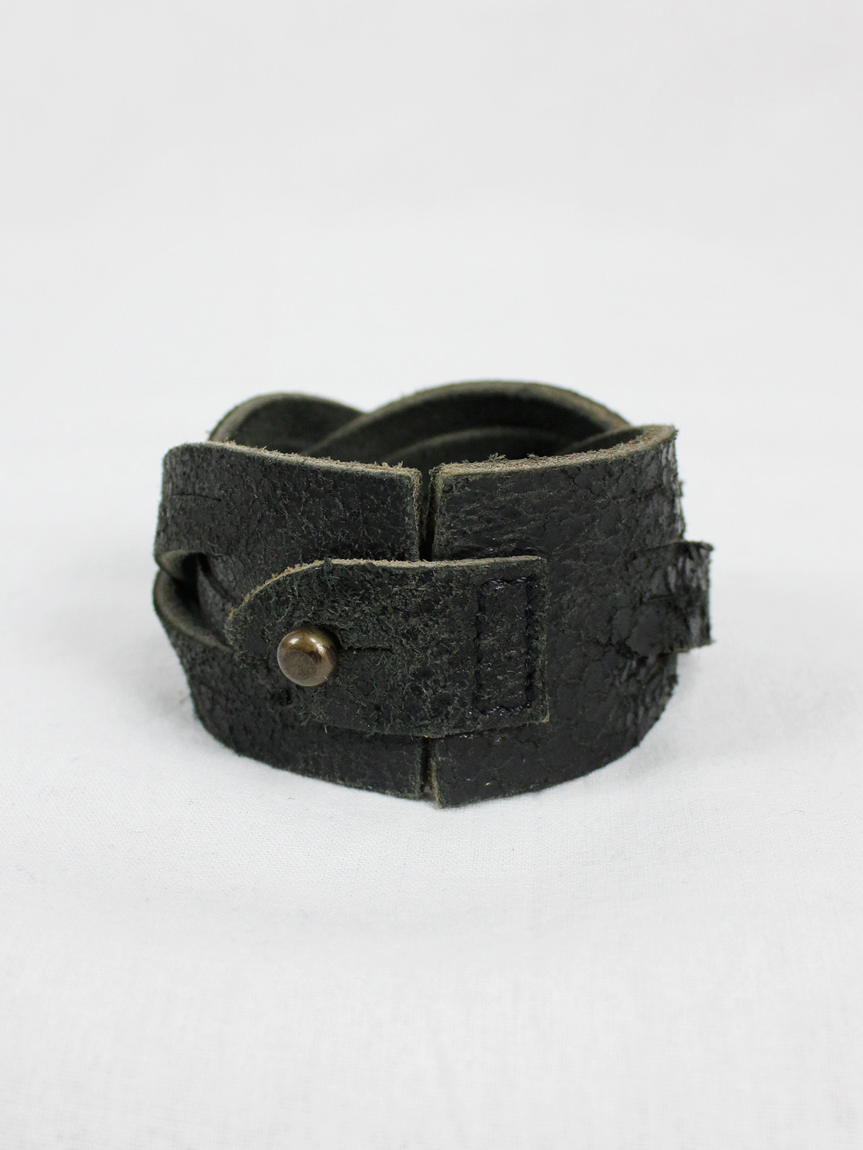 Maison Martin Margiela black braided leather bracelet — spring 