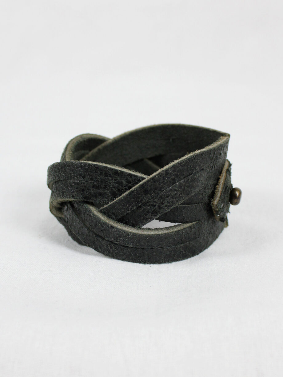 Maison Martin Margiela black braided leather bracelet — spring