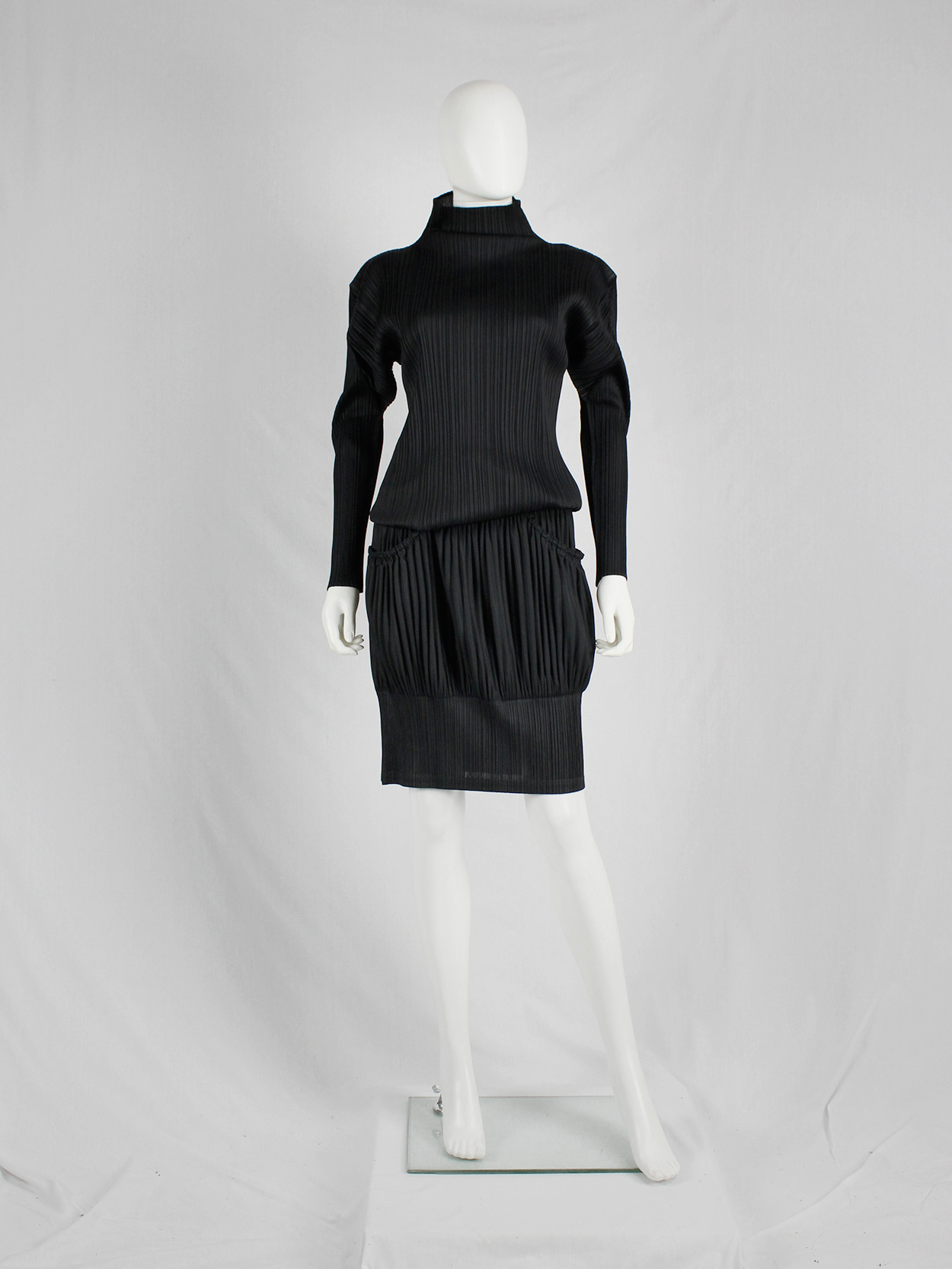 Issey Miyake Pleats Please black bubble skirt with different Issey Miyake Pleats Please black bubble skirt with different