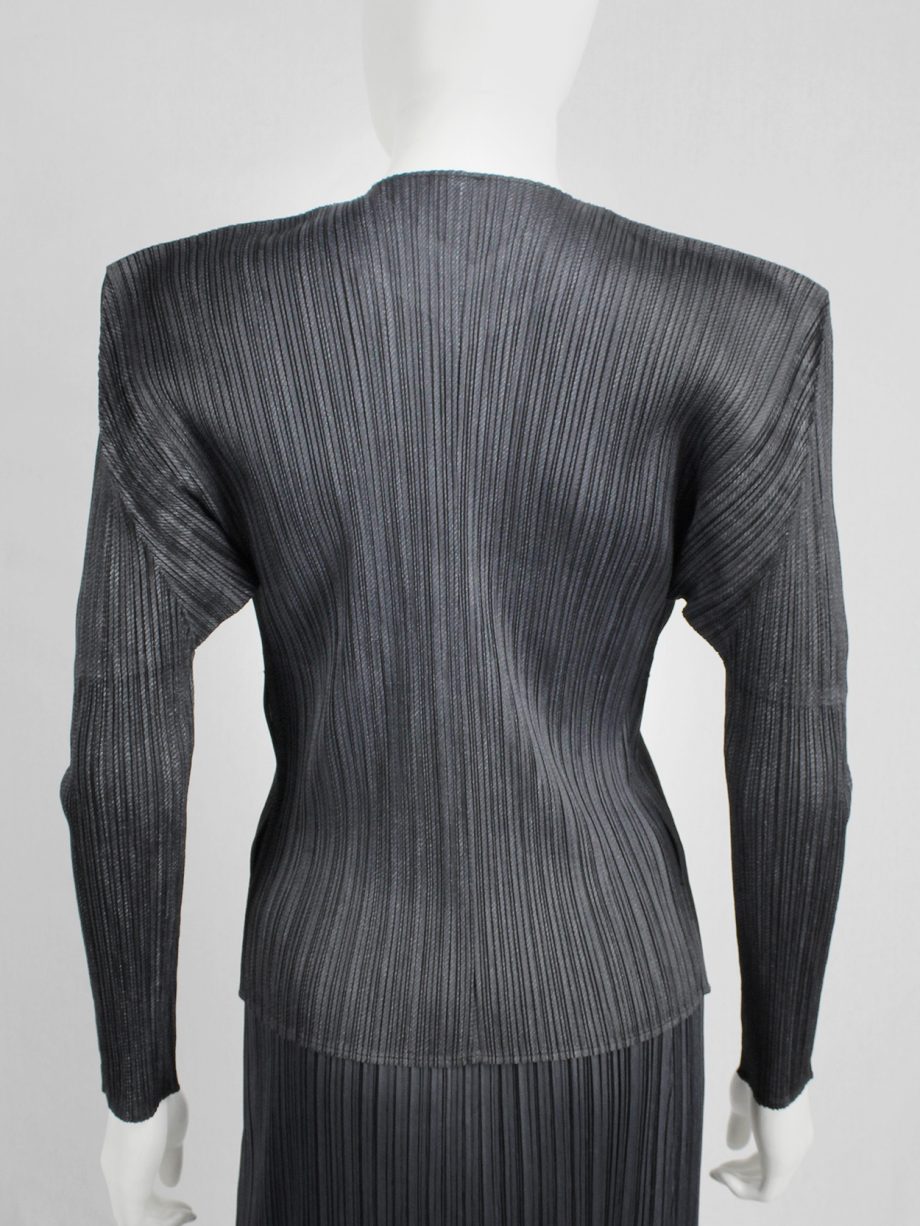 Issey Miyake Pleats Please dark grey button-up cardigan