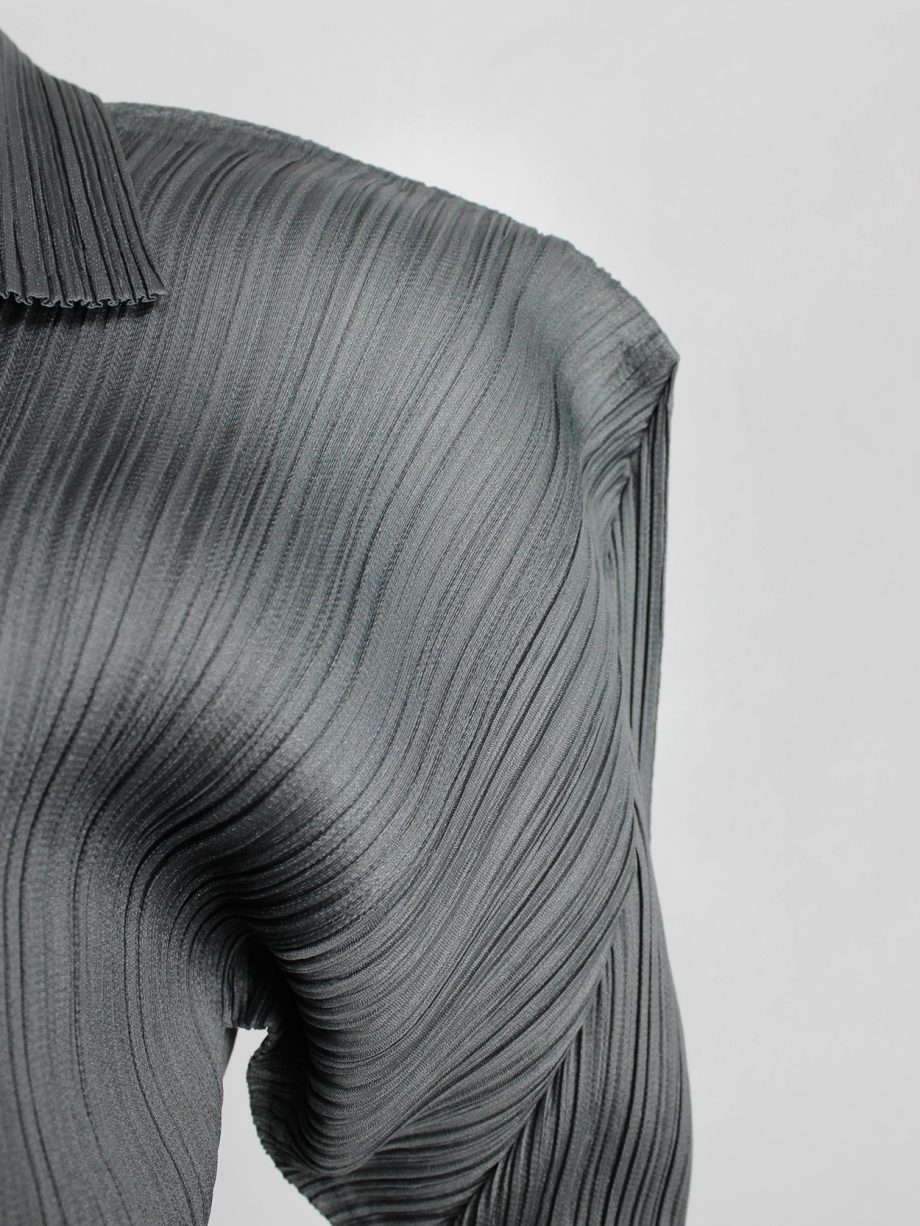Issey Miyake Pleats Please grey button-up cardigan with