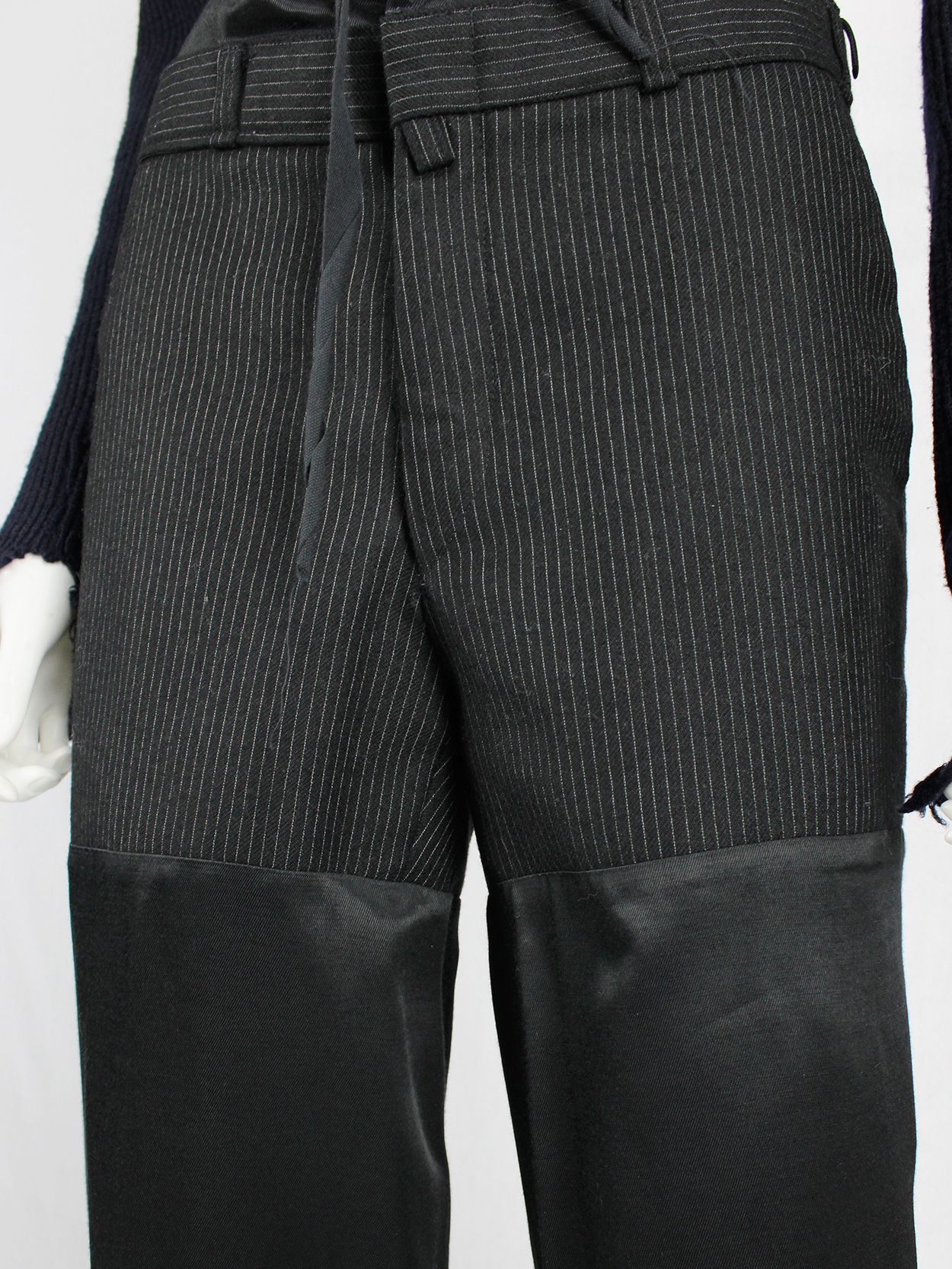Maison Martin Margiela artisanal pinstripe trousers with satin