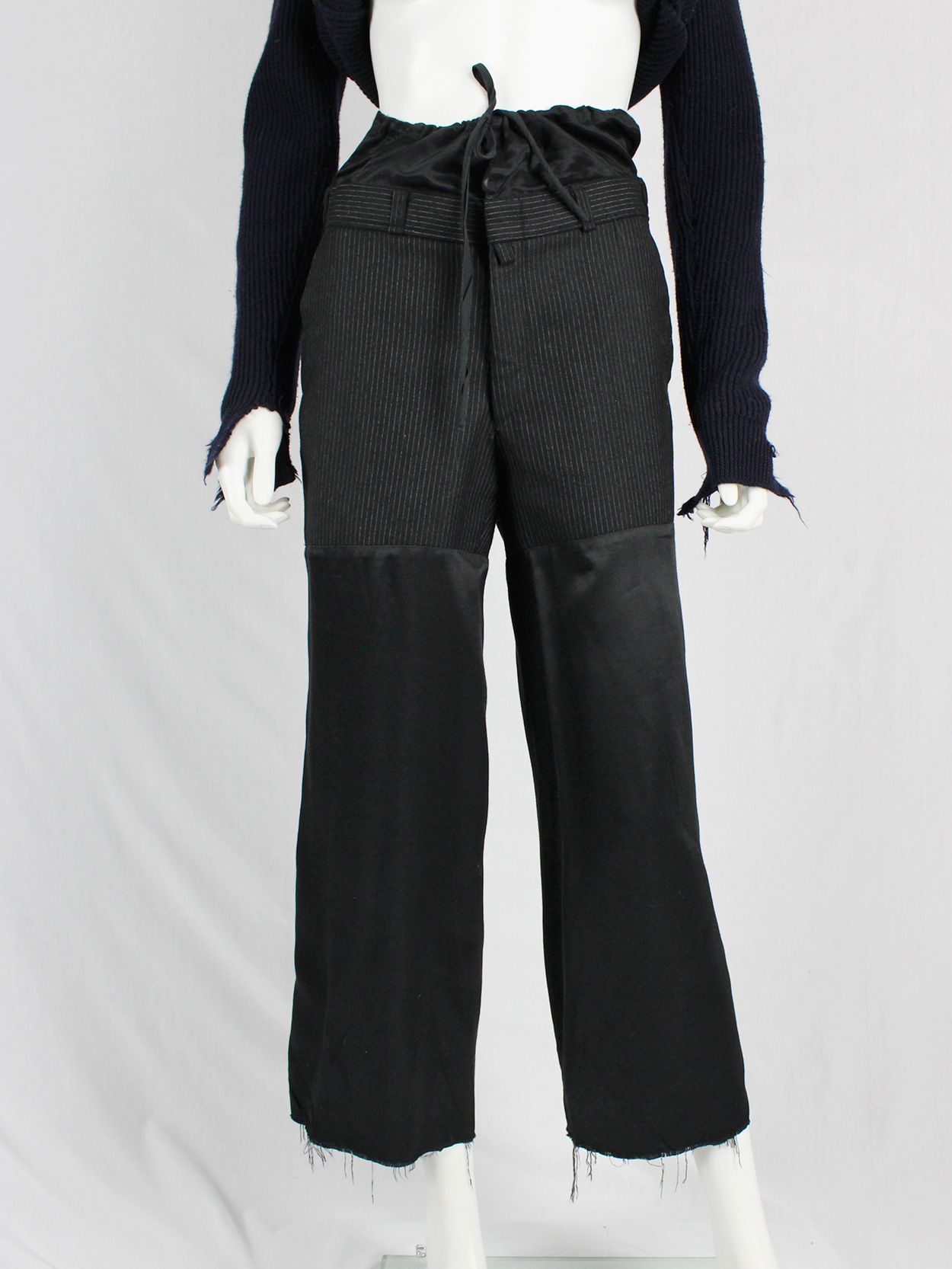 Maison Martin Margiela artisanal pinstripe trousers with satin