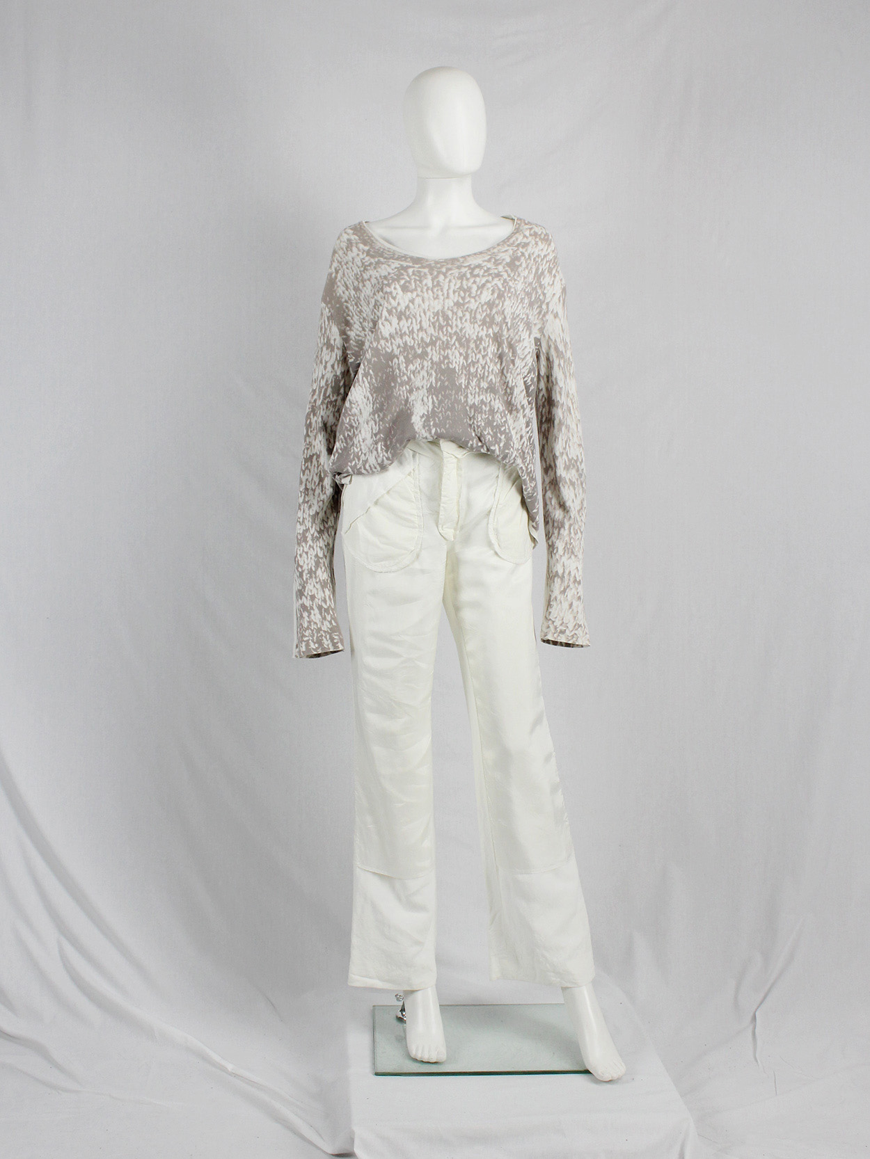 Maison Martin Margiela white inside-out trousers with exterior 