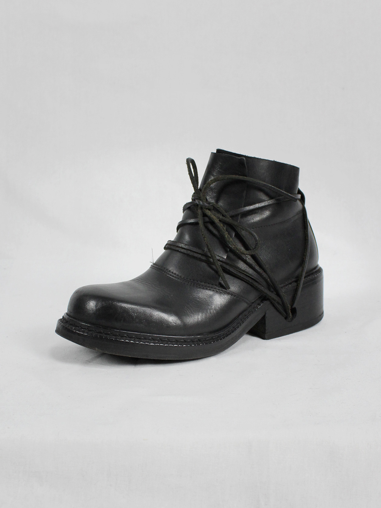 Dirk Bikkembergs black boots with laces through the soles