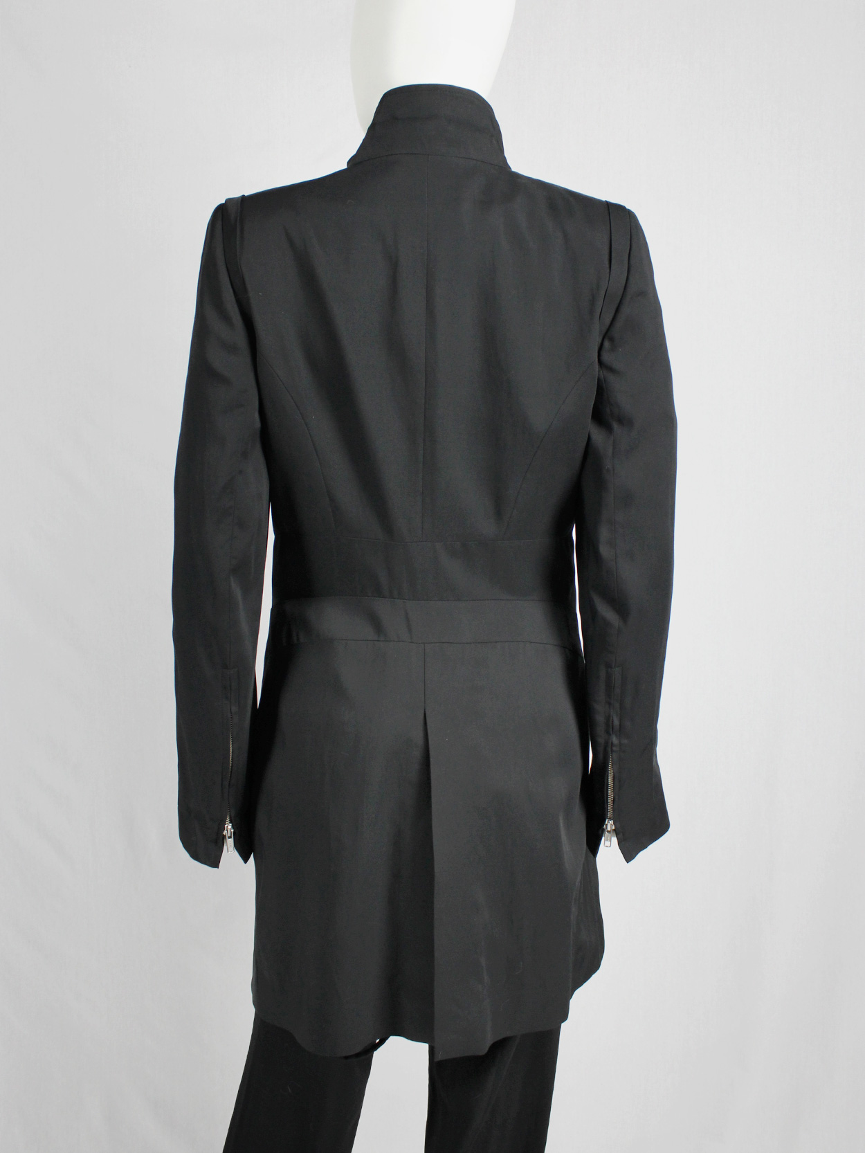Ann Demeulemeester black raincoat with zip-off panels — fall 2011 