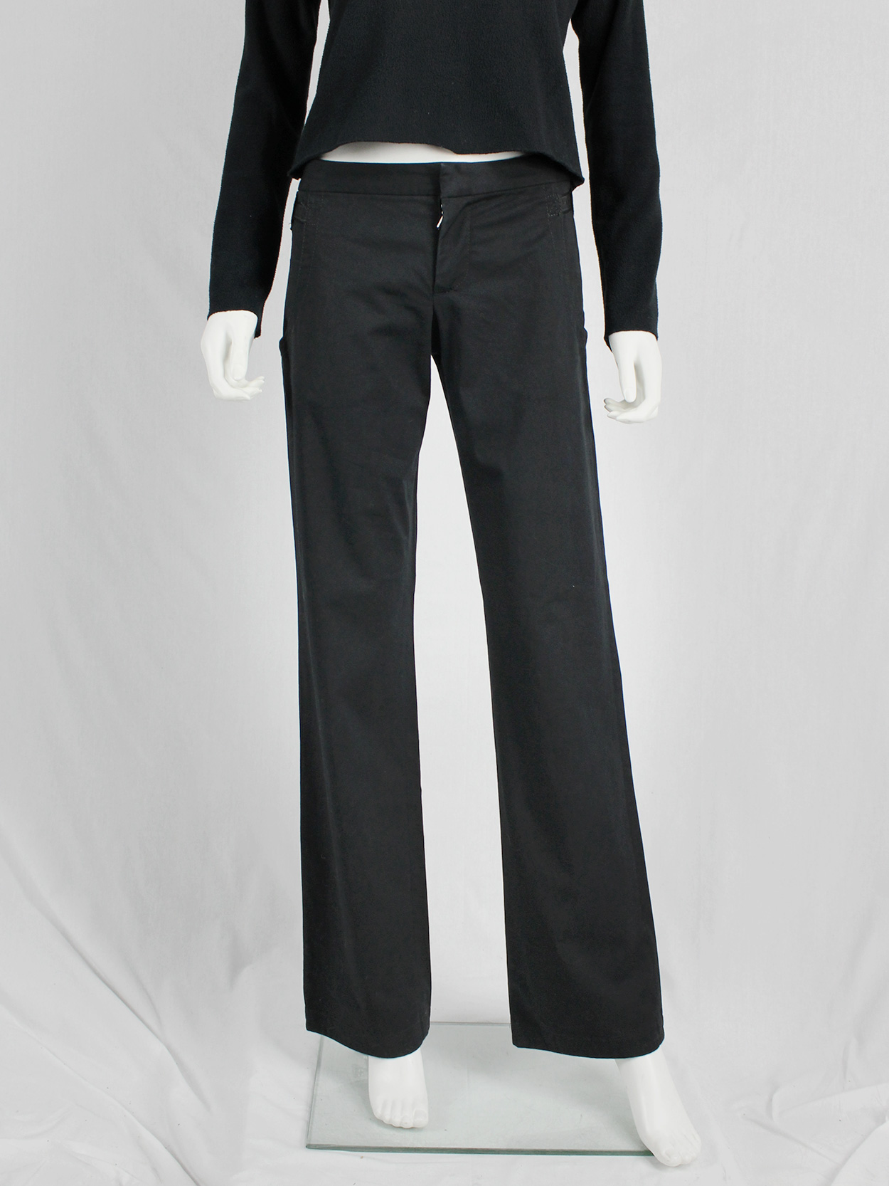 Dirk Bikkembergs black trousers with mountaineering belts — spring 