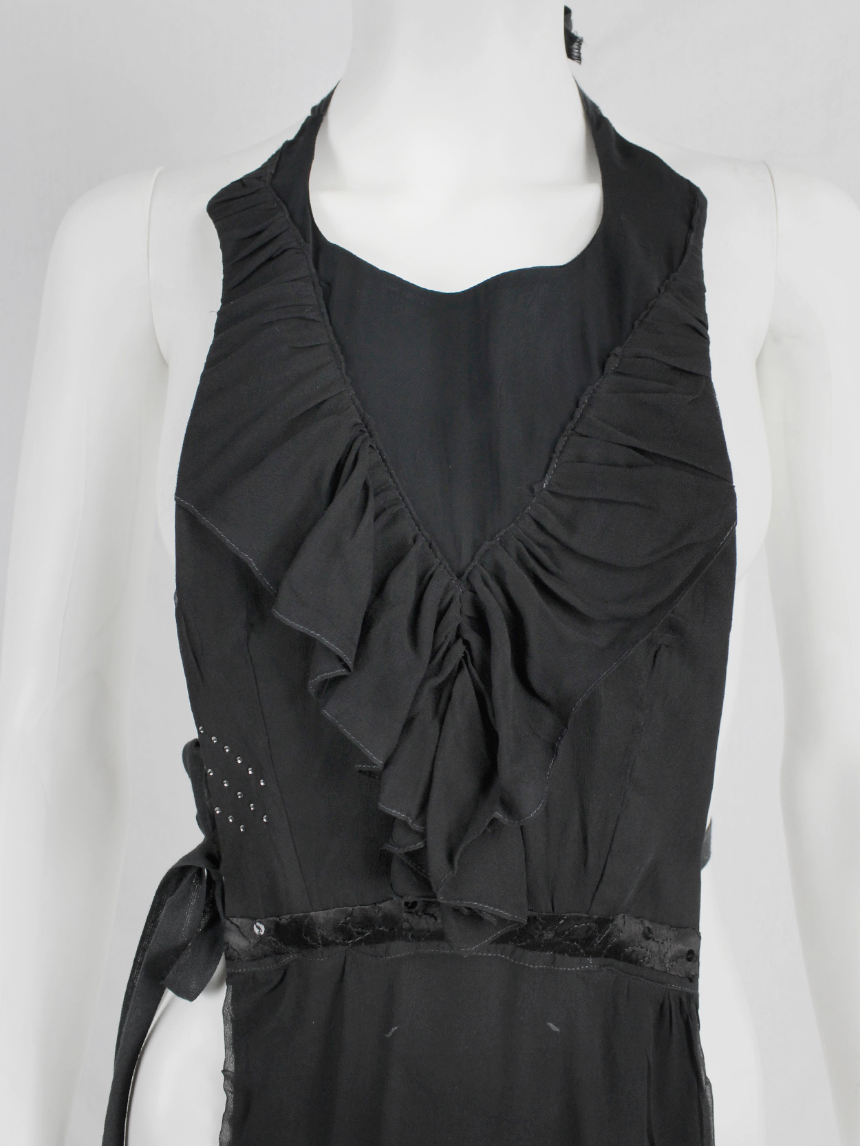 Maison Martin Margiela artisanal black apron with frills Maison Martin Margiela artisanal black apron with frills