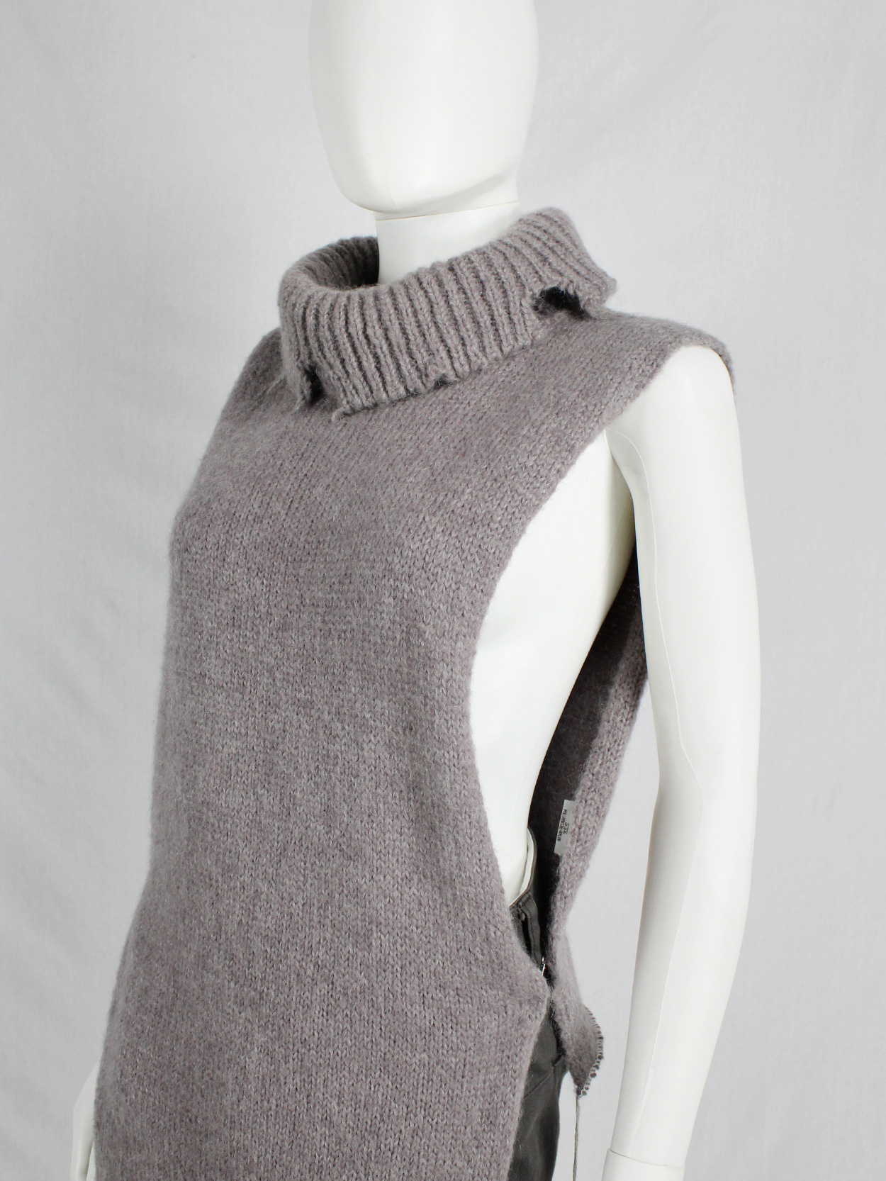 Maison Martin Margiela brown destroyed knit top with holes — fall 