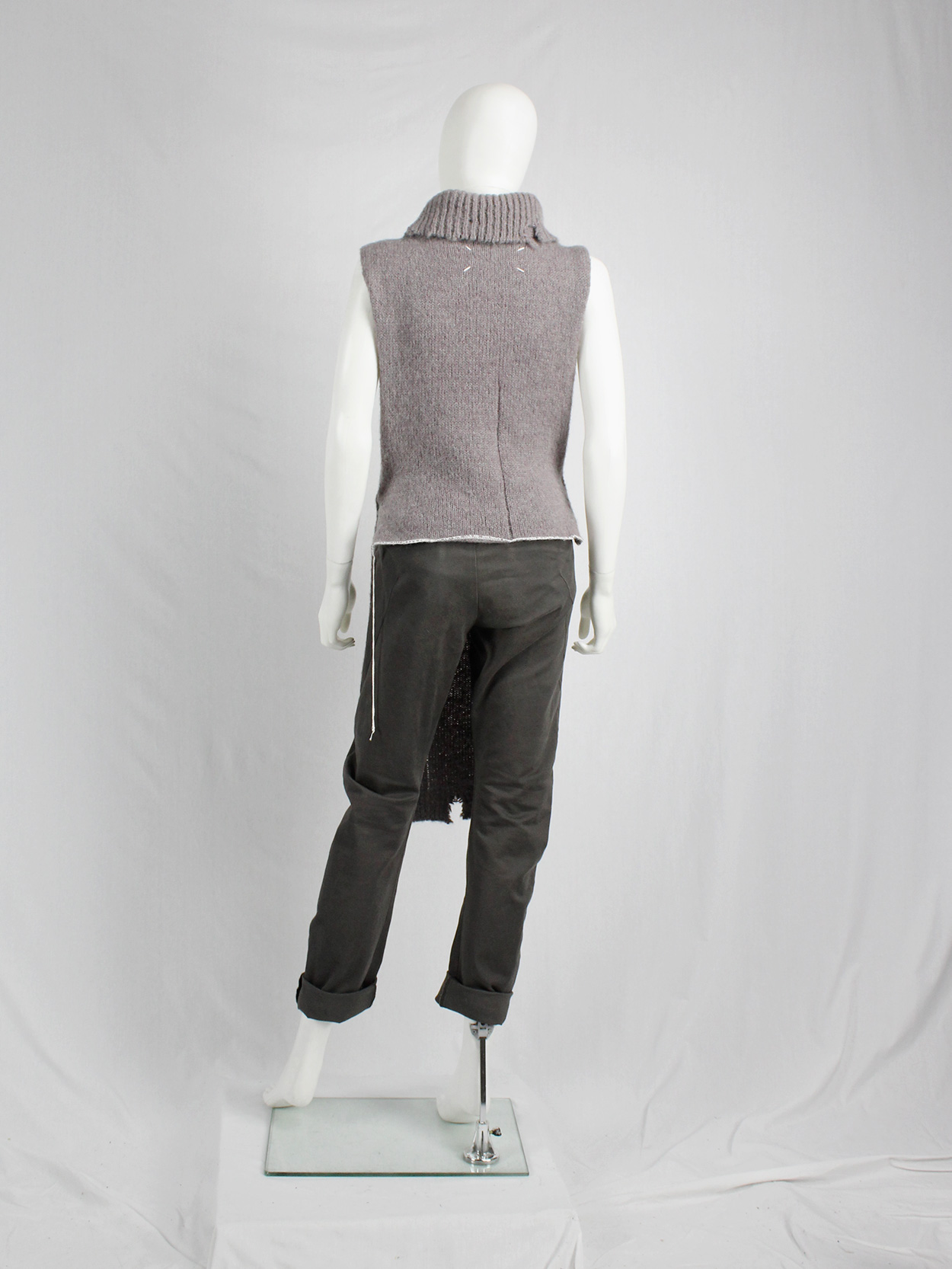 Maison Martin Margiela brown destroyed knit top with holes — fall 