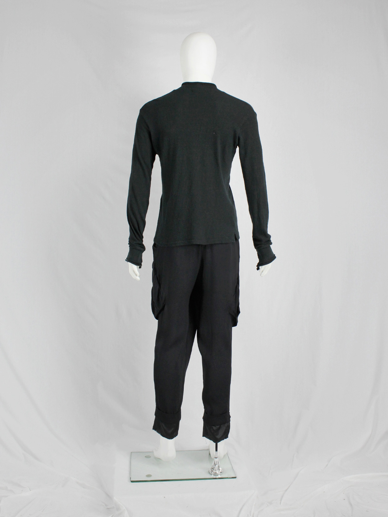 Y's for men black jumper with deconstructed neckline