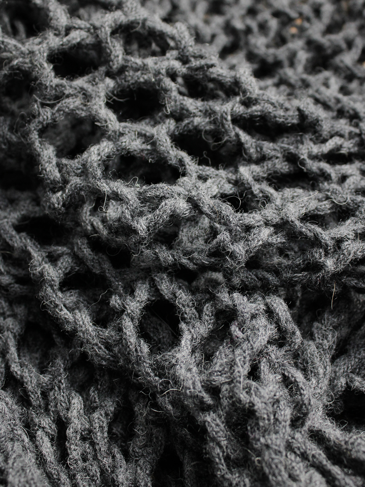 Dries Van Noten grey scarf in an oversized fishnet knit - VANIITAS 
