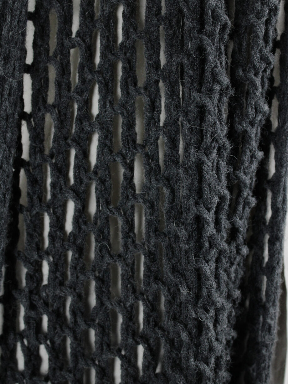 Dries Van Noten grey scarf in an oversized fishnet knit - VANIITAS