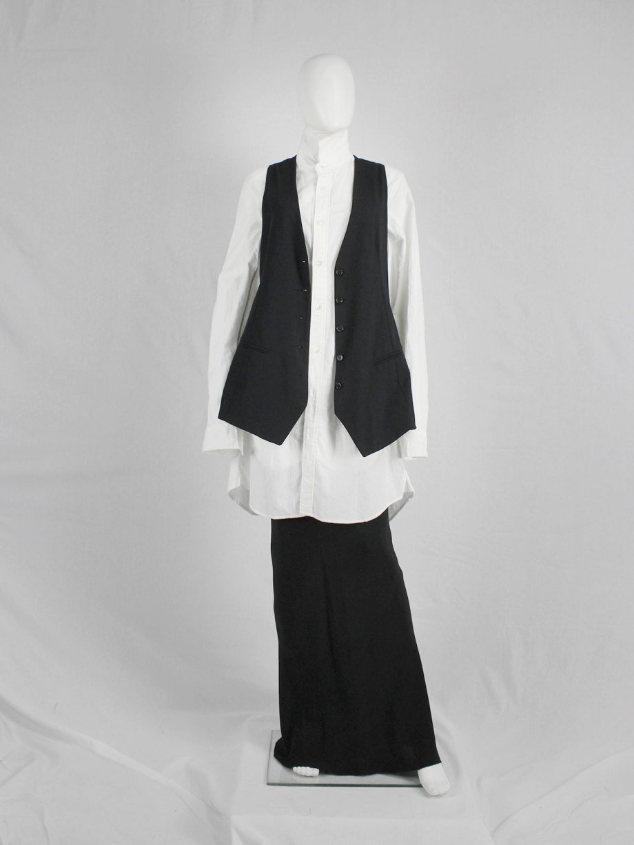 Ann Demeulemeester black waistcoat with open satin back and straps