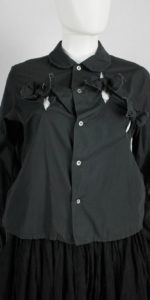 Comme des Garçons black shirt with slits and three bows