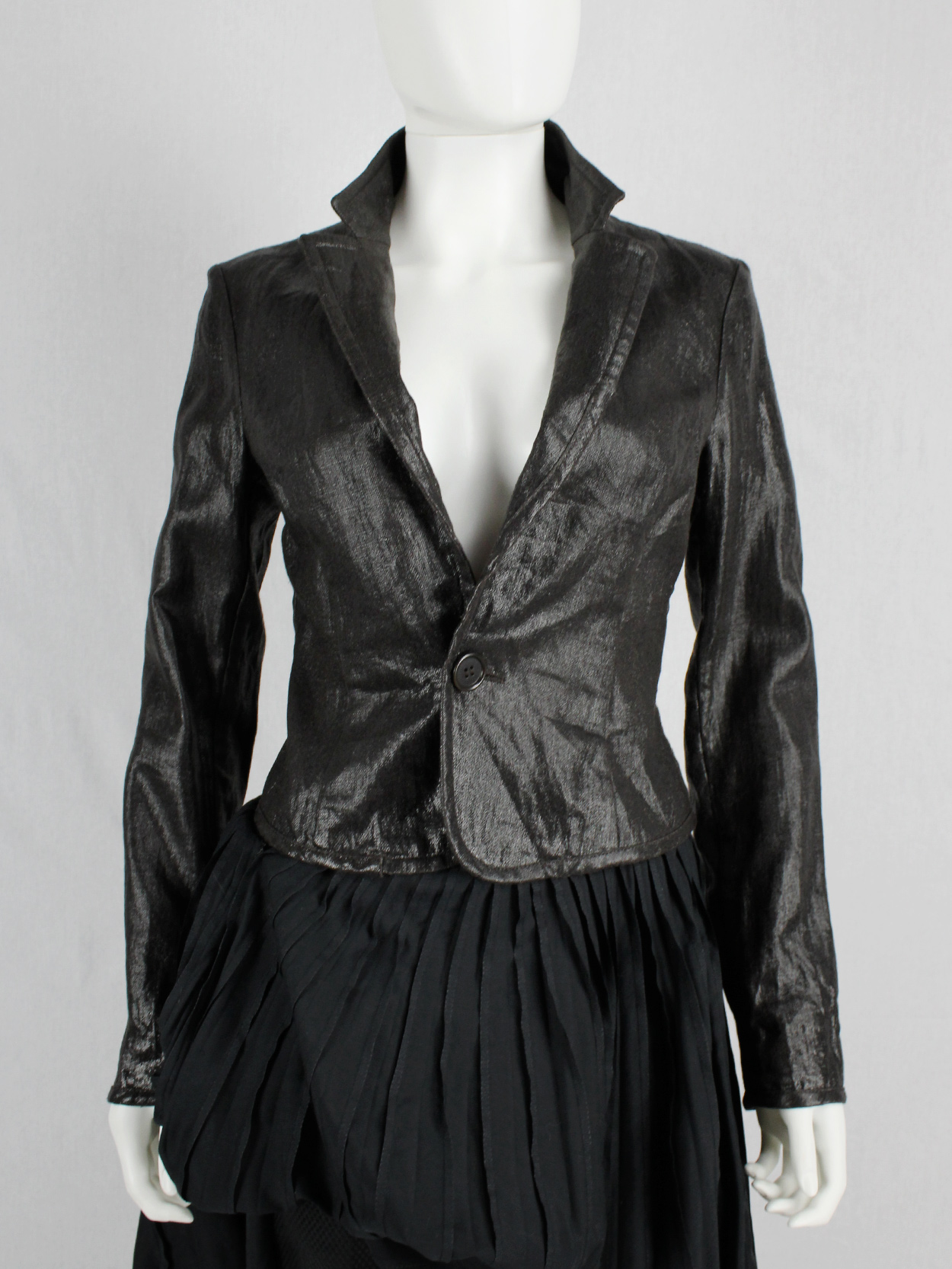 Dirk Bikkembergs brown coated blazer with open belted back 