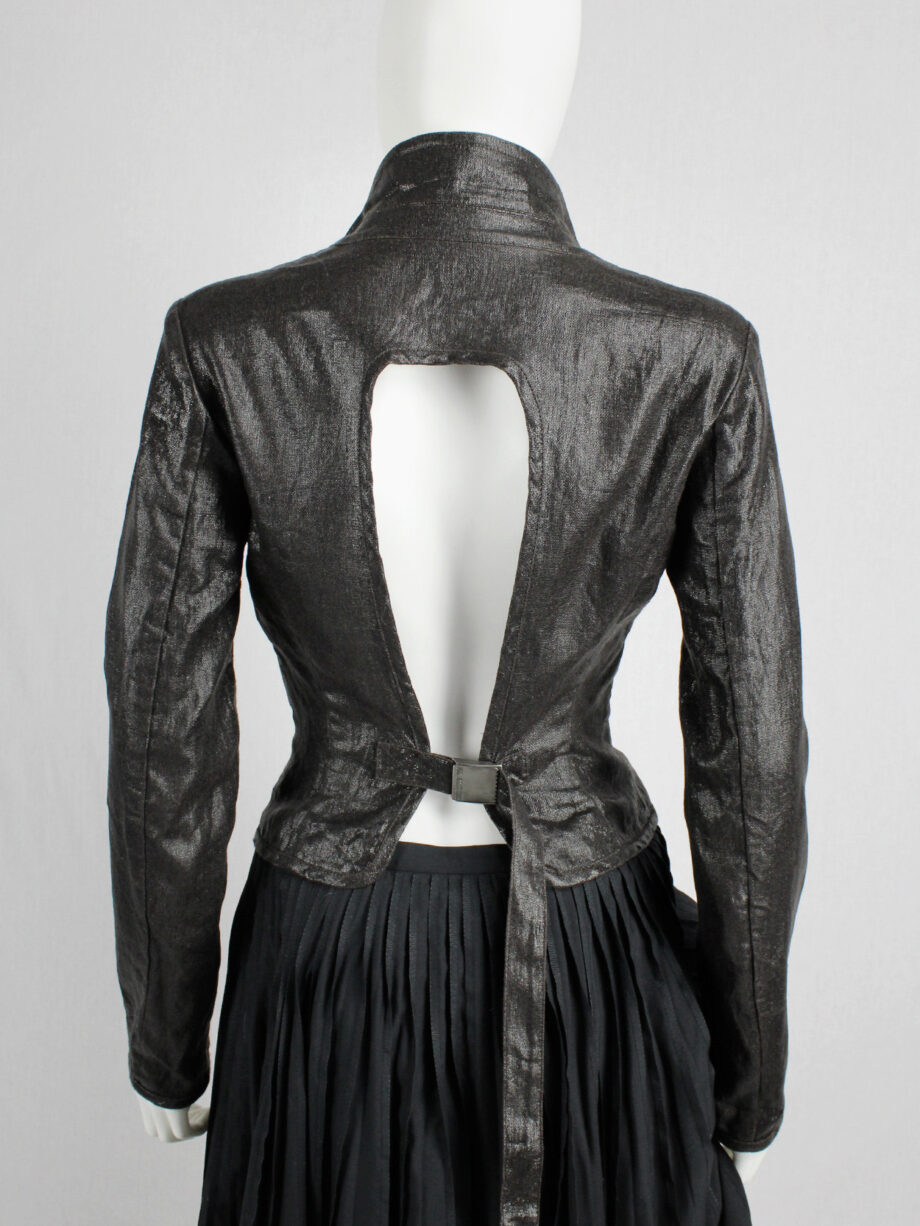 Dirk Bikkembergs brown coated blazer with open belted back