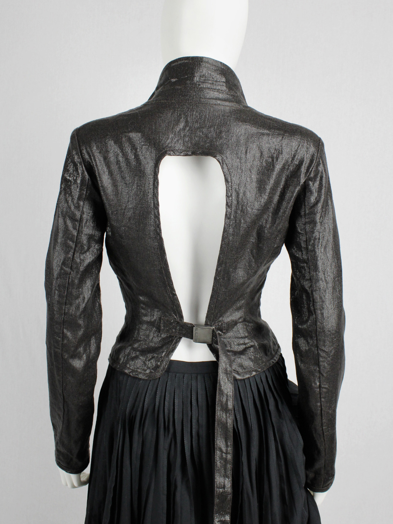 Dirk Bikkembergs brown coated blazer with open belted back