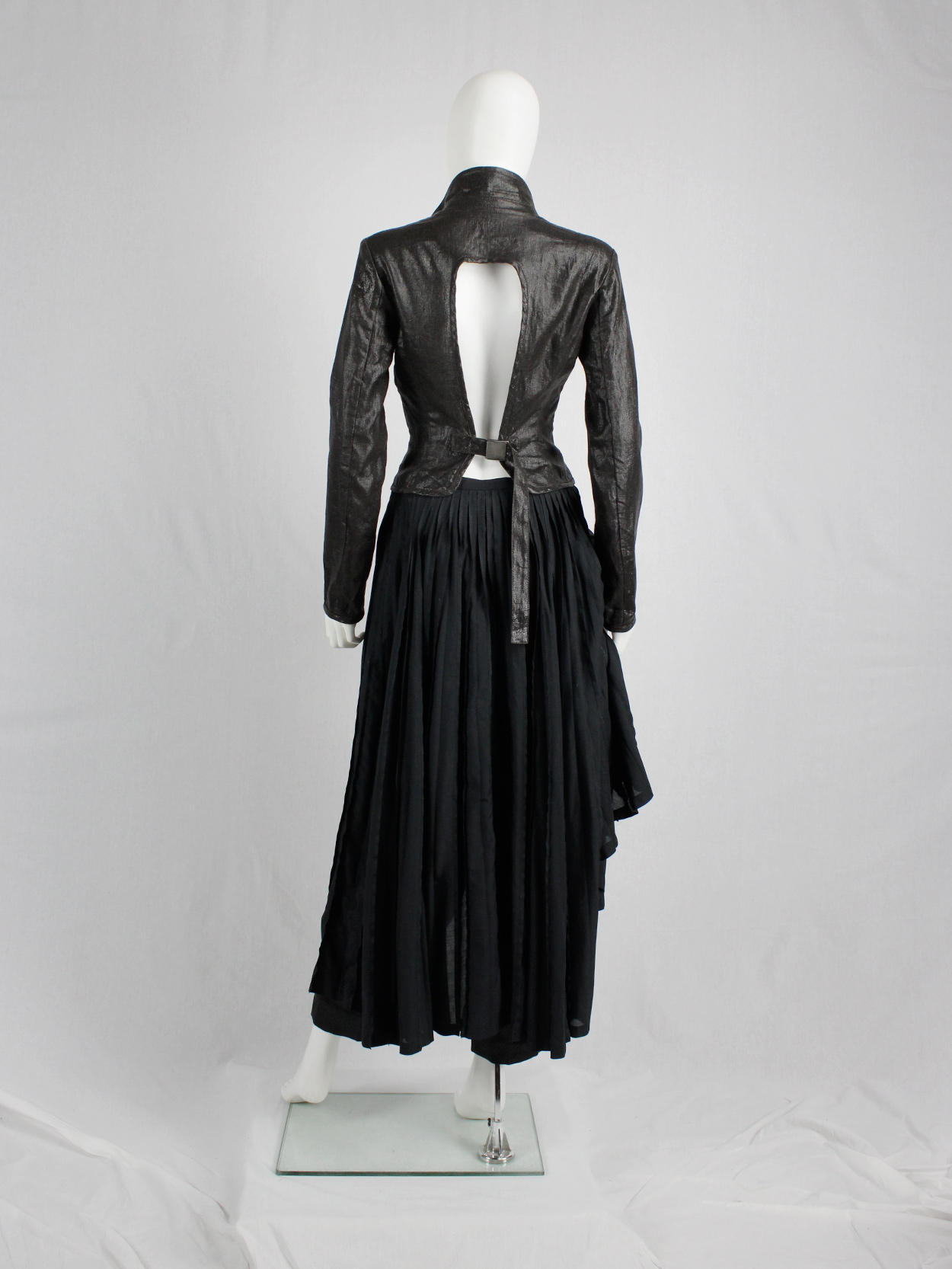 Dirk Bikkembergs brown coated blazer with open belted back 