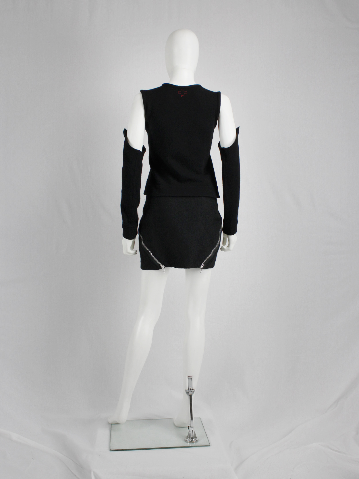 Maison Martin Margiela black skirt with diagonal zippers