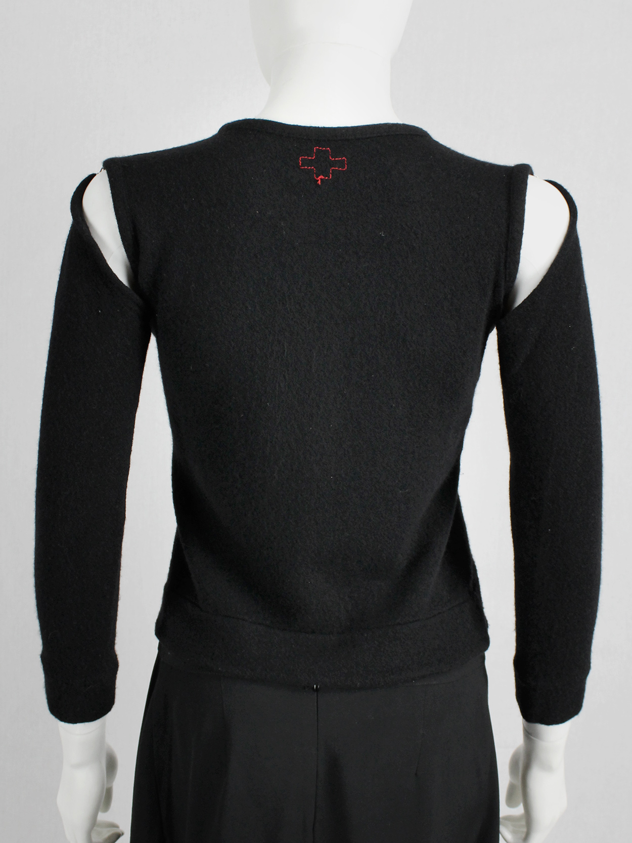 A.F. Vandevorst black crop top with long detachable sleeves 