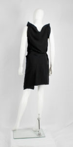 Ann Demeulemeester black wrap skirt with blue sequinned panel