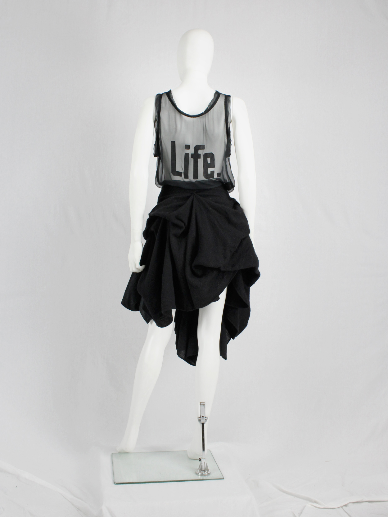 Ann Demeulemeester black heavily gathered skirt with oversized