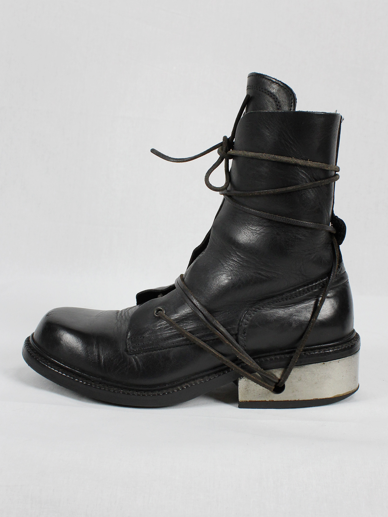 Dirk Bikkembergs black tall boots with laces through the