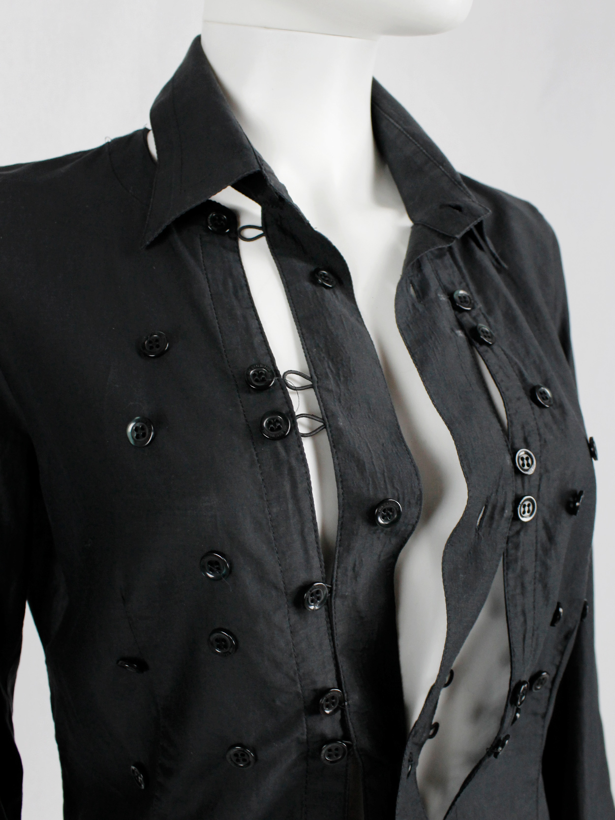 Dirk Bikkembergs blue shirt covered with buttons and detacheable 