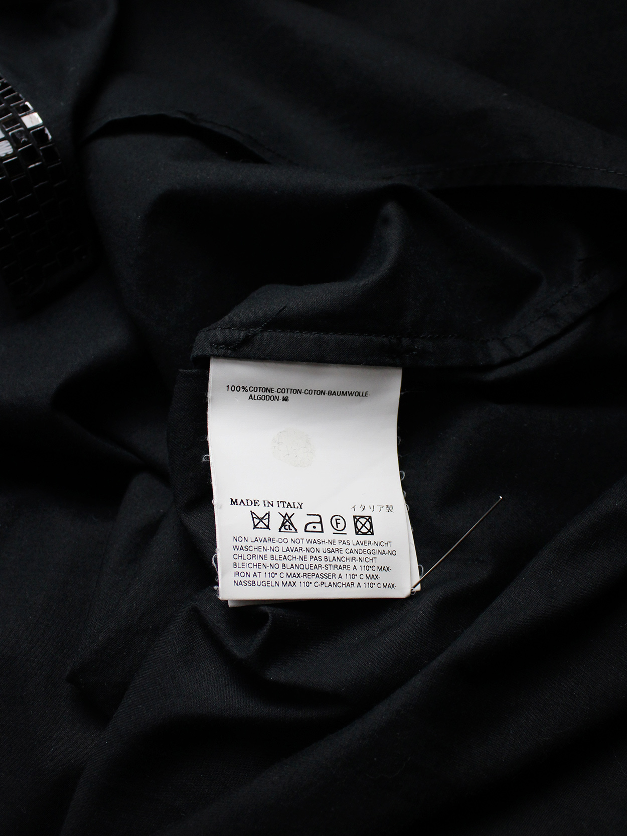 Maison Martin Margiela black shirt with disco mirror strip — spring ...