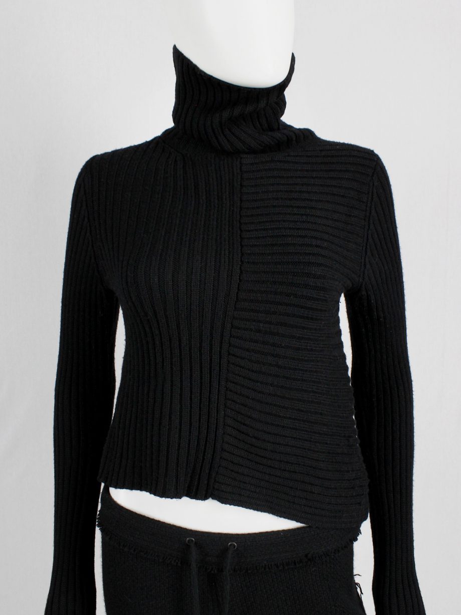 Y's Yohji Yamamoto black turleneck jumper with drooping side and extra ...