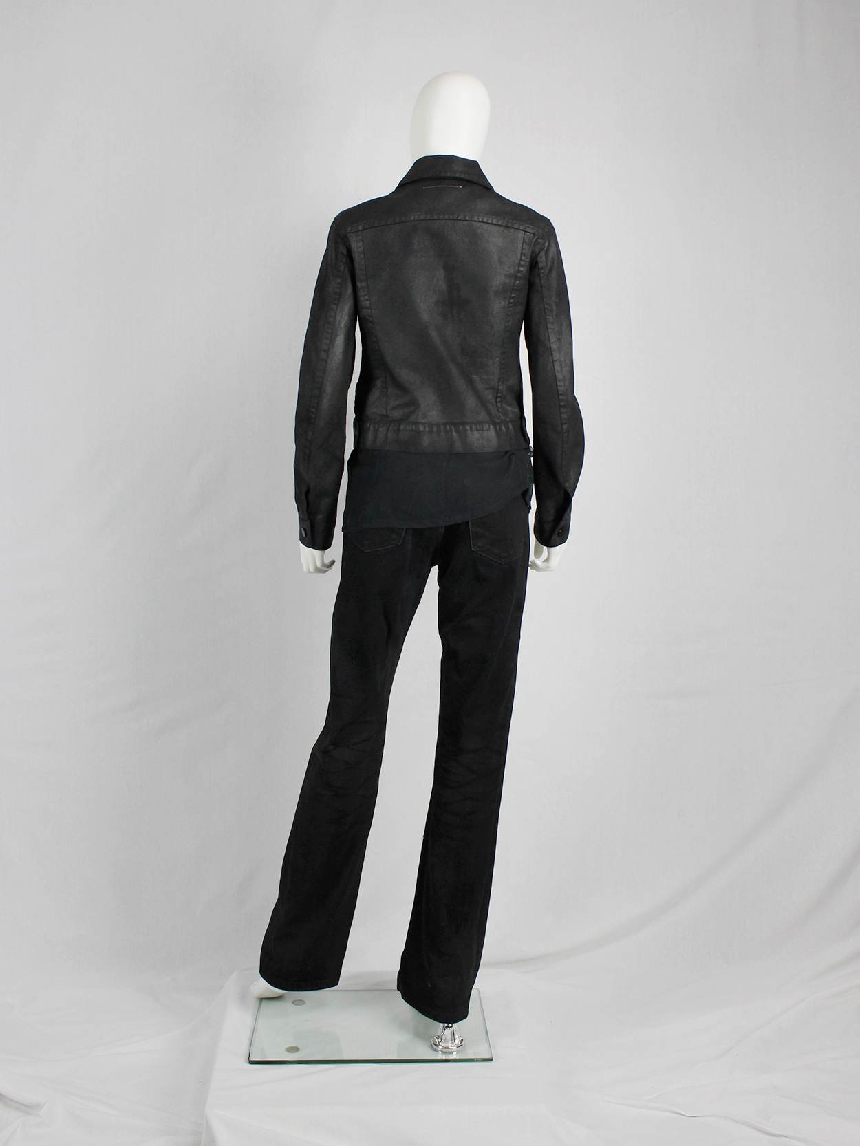 Maison Martin Margiela 6 black coated denim jacket — spring 1997 