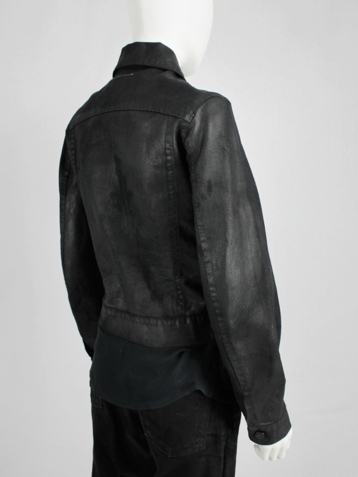 Maison Martin Margiela 6 black coated denim jacket — spring 1997 