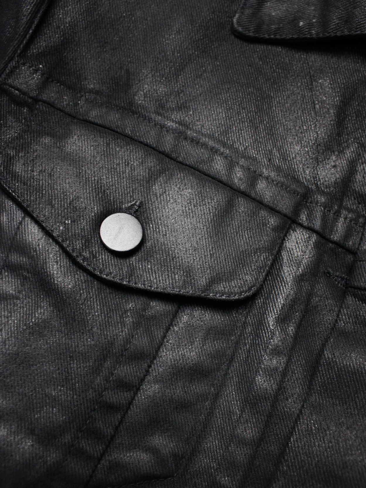 Maison Martin Margiela 6 black coated denim jacket — spring 1997