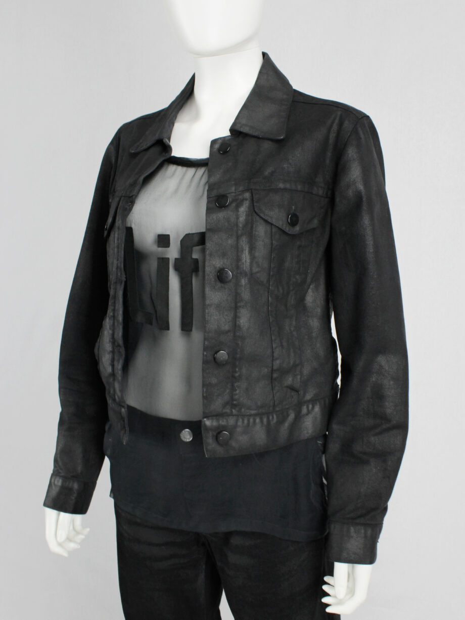 archive black coating denim jacket archive coating black denim opium