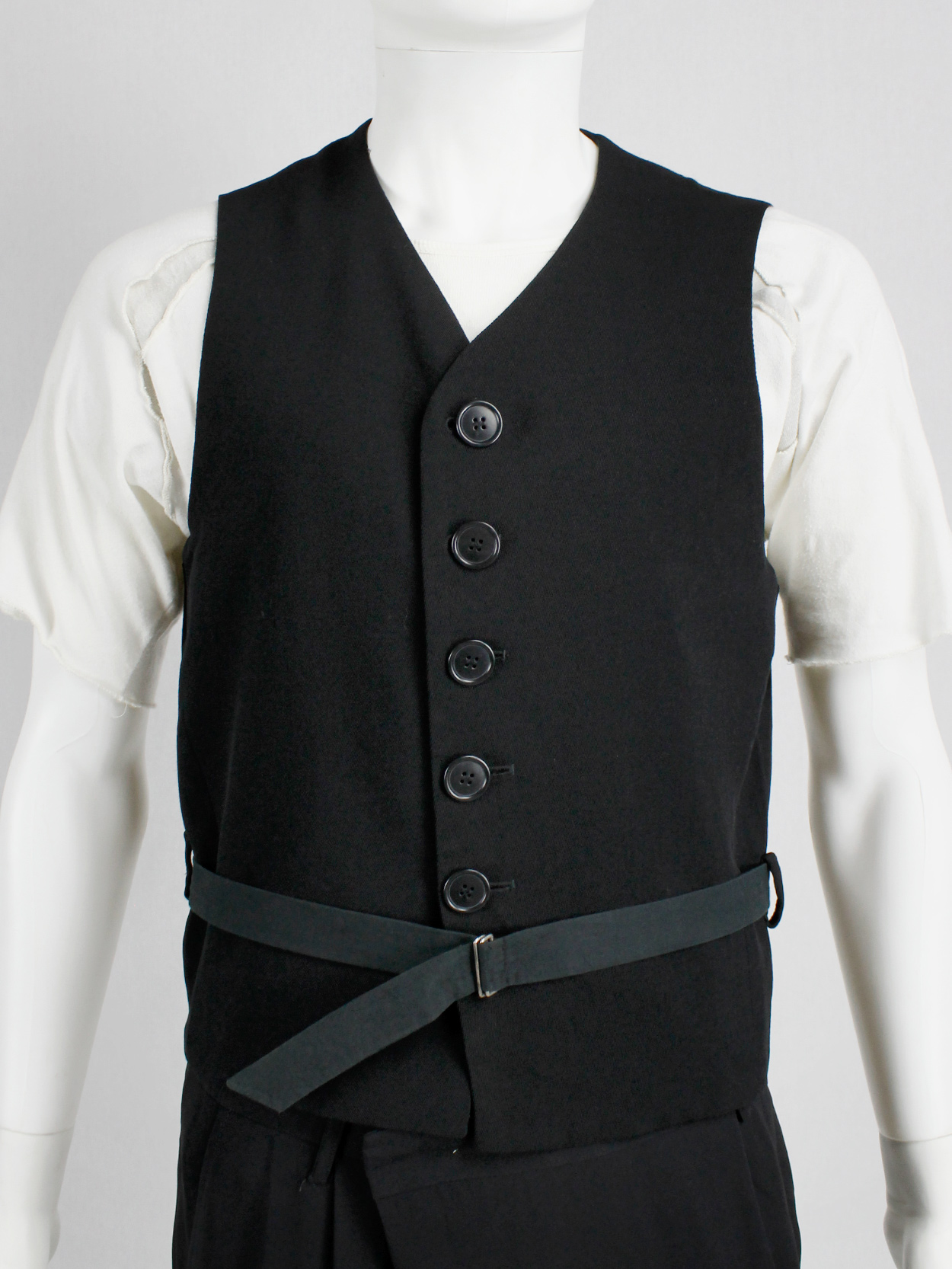Dirk Bikkembergs black belted waistcoat with slit back — early 