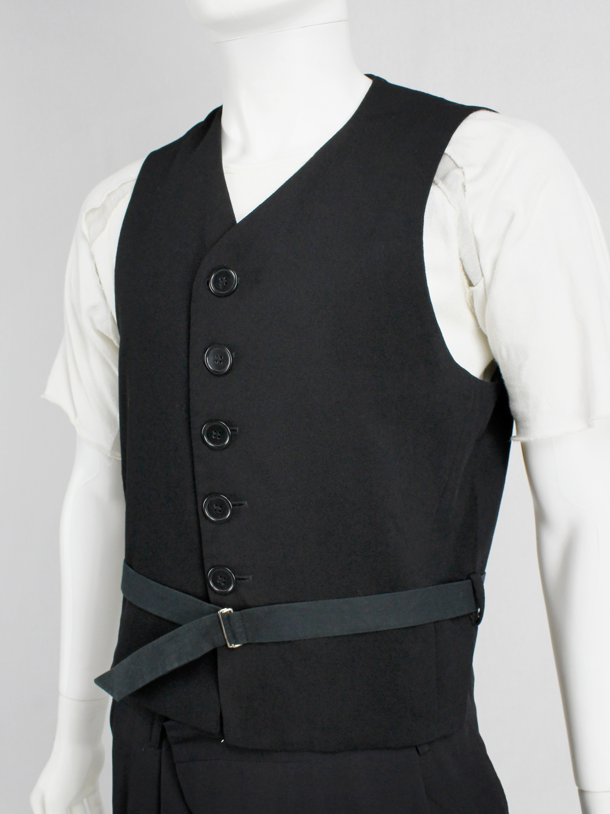 Dirk Bikkembergs black belted waistcoat with slit back — early 