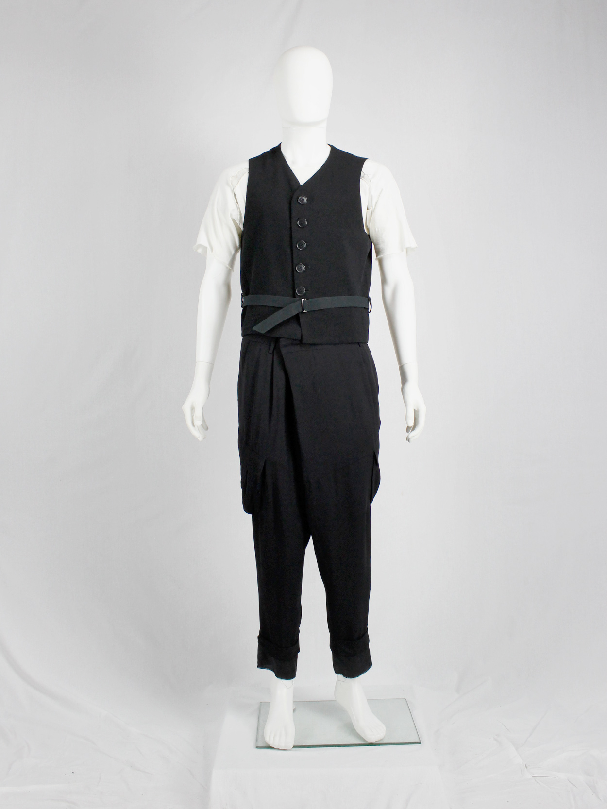 Dirk Bikkembergs black belted waistcoat with slit back — early 