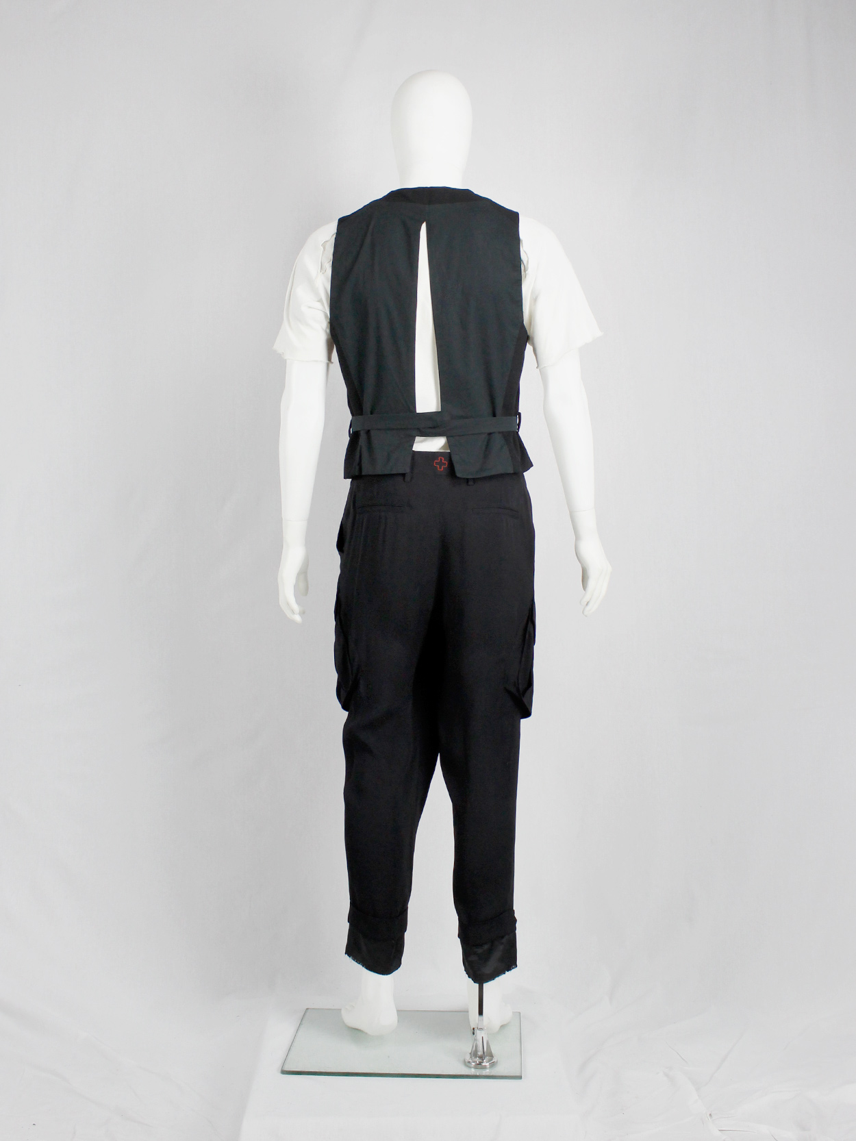 Dirk Bikkembergs black belted waistcoat with slit back — early 