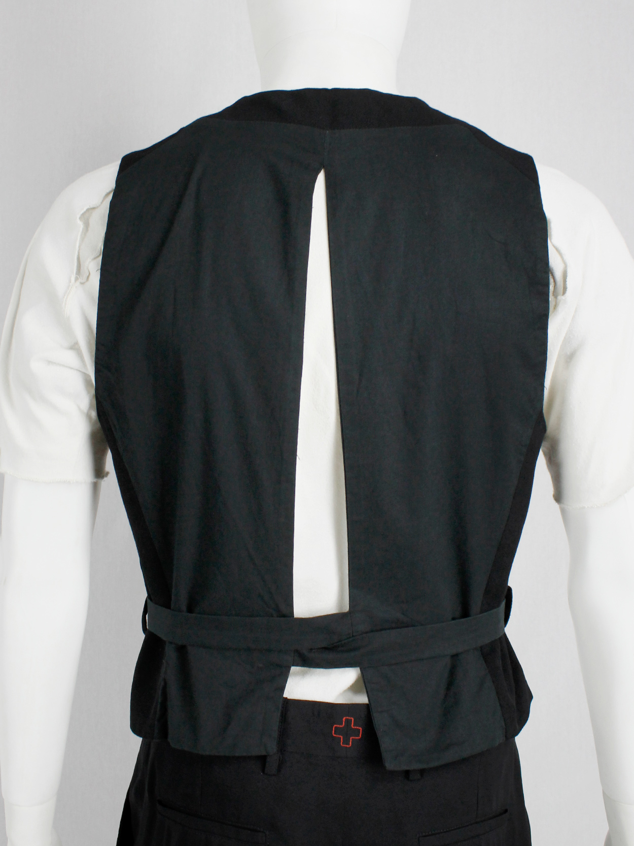 Dirk Bikkembergs black belted waistcoat with slit back — early 